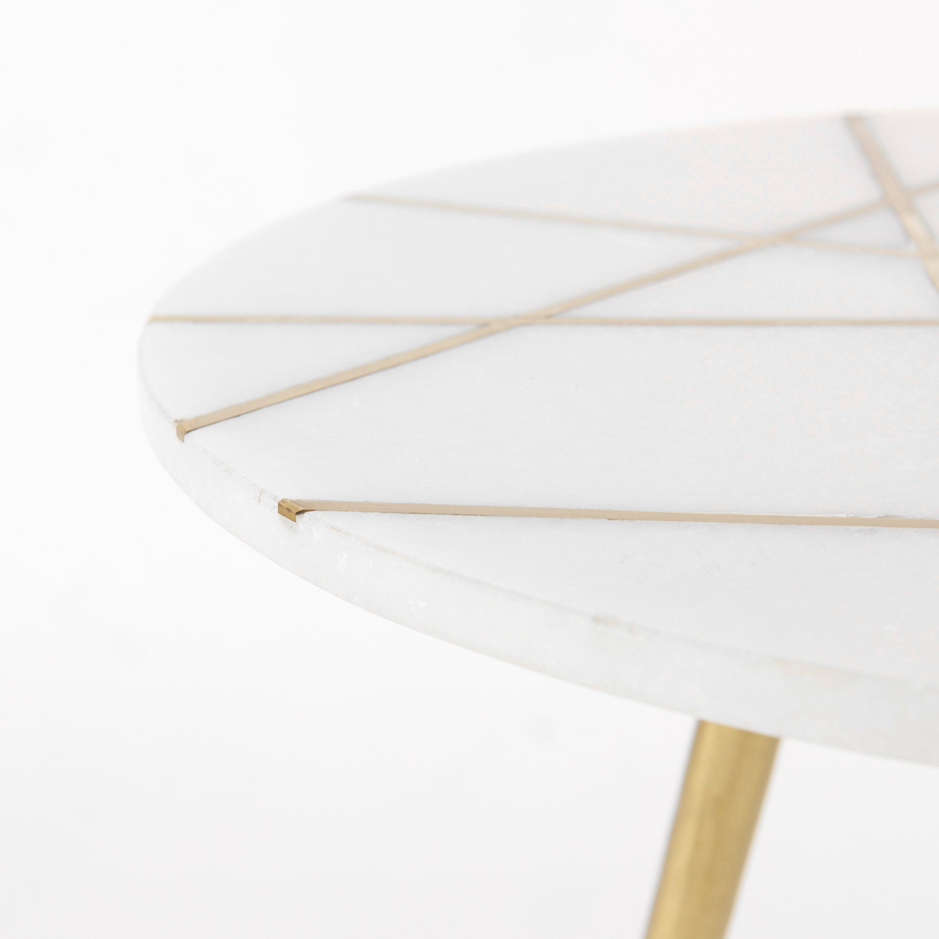 Vivienne Accent Table Series White Marble | Gold Metal | 23.0H - accent-tables