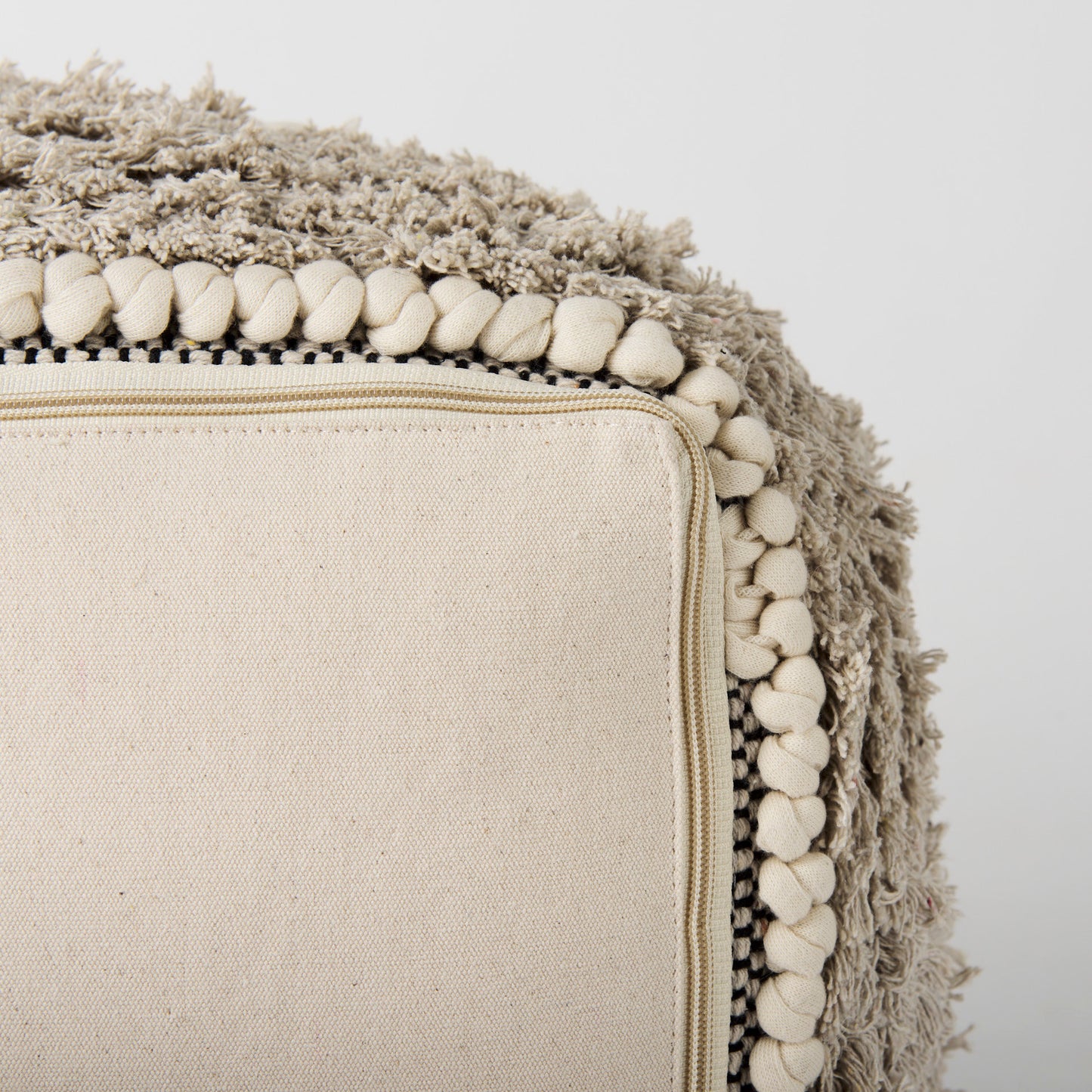 Darika 16.0L x 16.0W x 16.0H Black/White/Gray Cotton Pouf