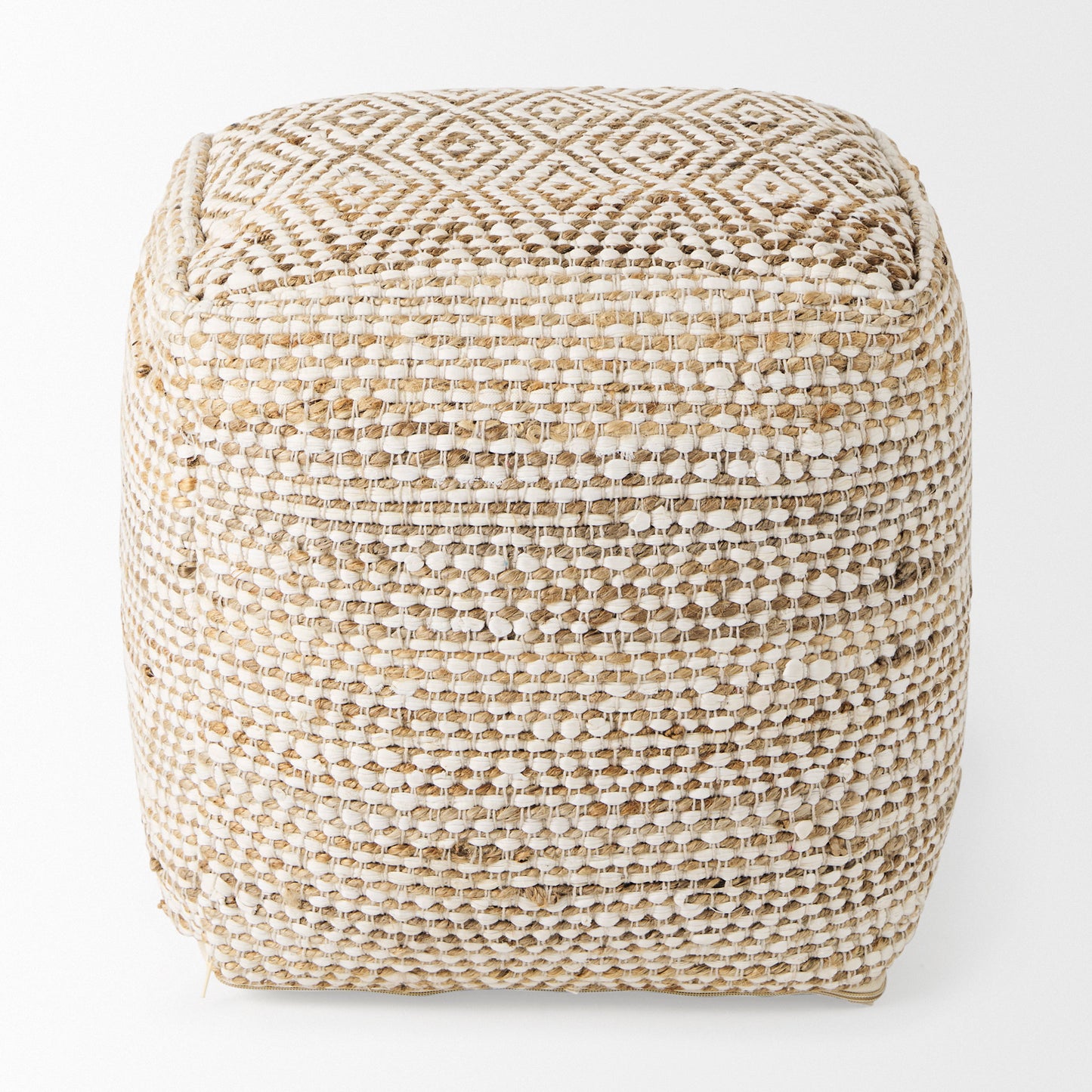 Ekani Pouf Cream/Beige Cotton - poufs