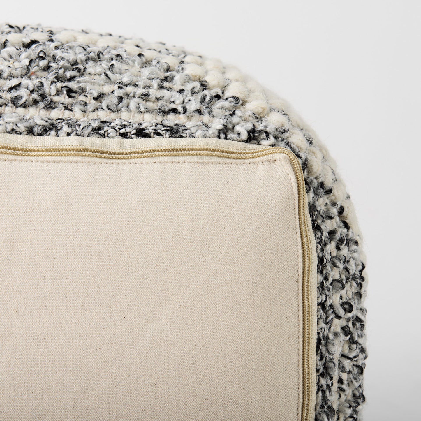 Ekiya 16.0L x 16.0W x 16.0H Black/White Yarn and Wool Patterened Pouf