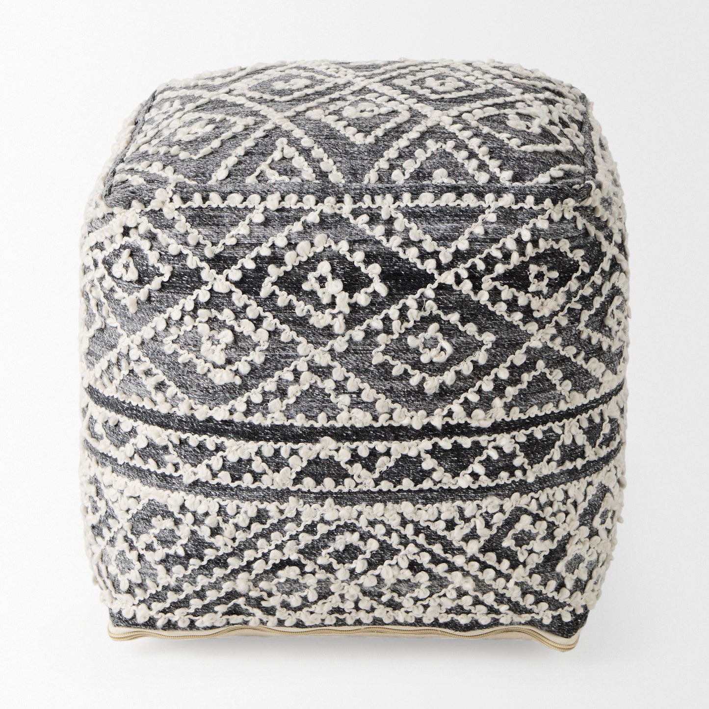 Farida Pouf Dark Gray Wool & Polyester - poufs