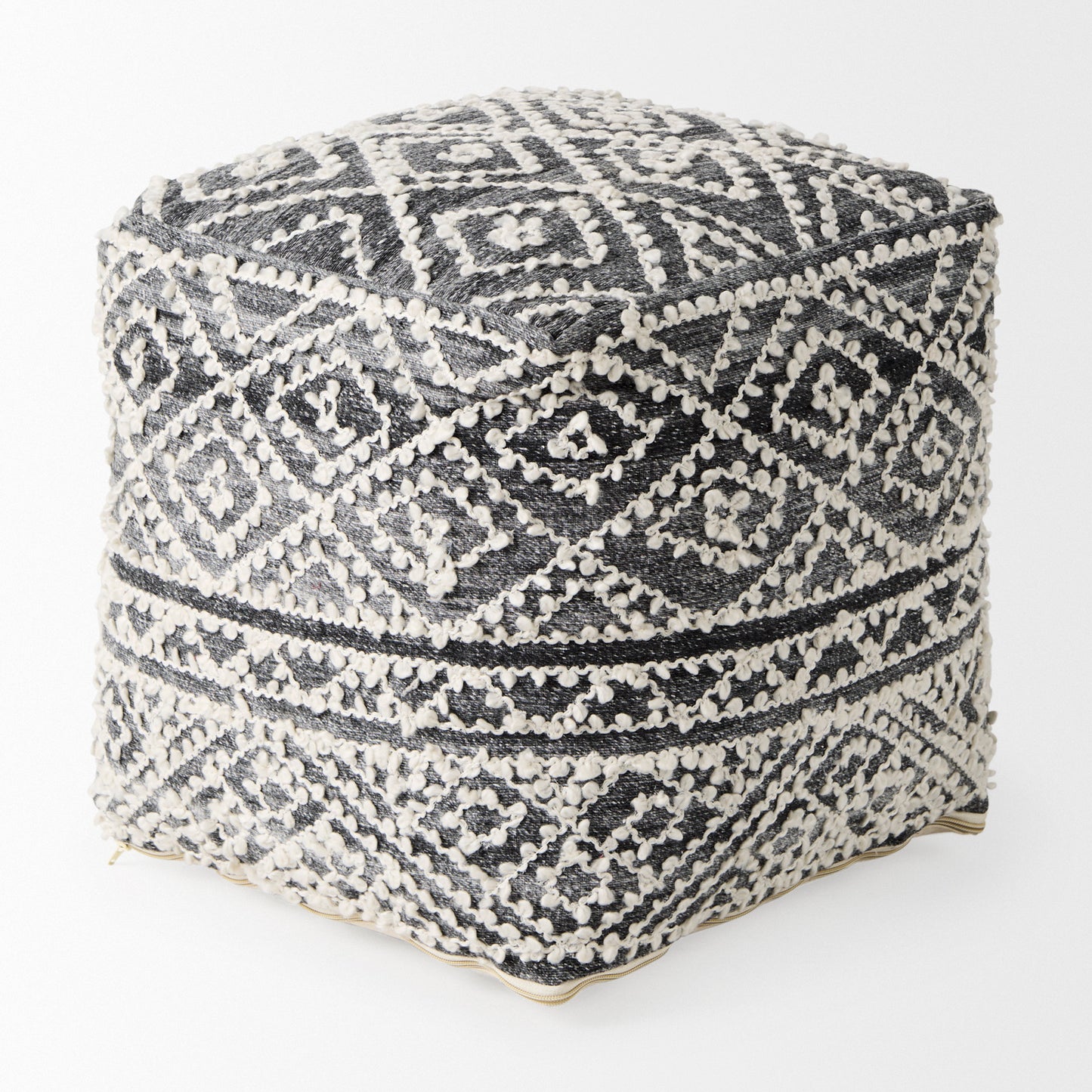 Farida Pouf Dark Gray Wool & Polyester - poufs