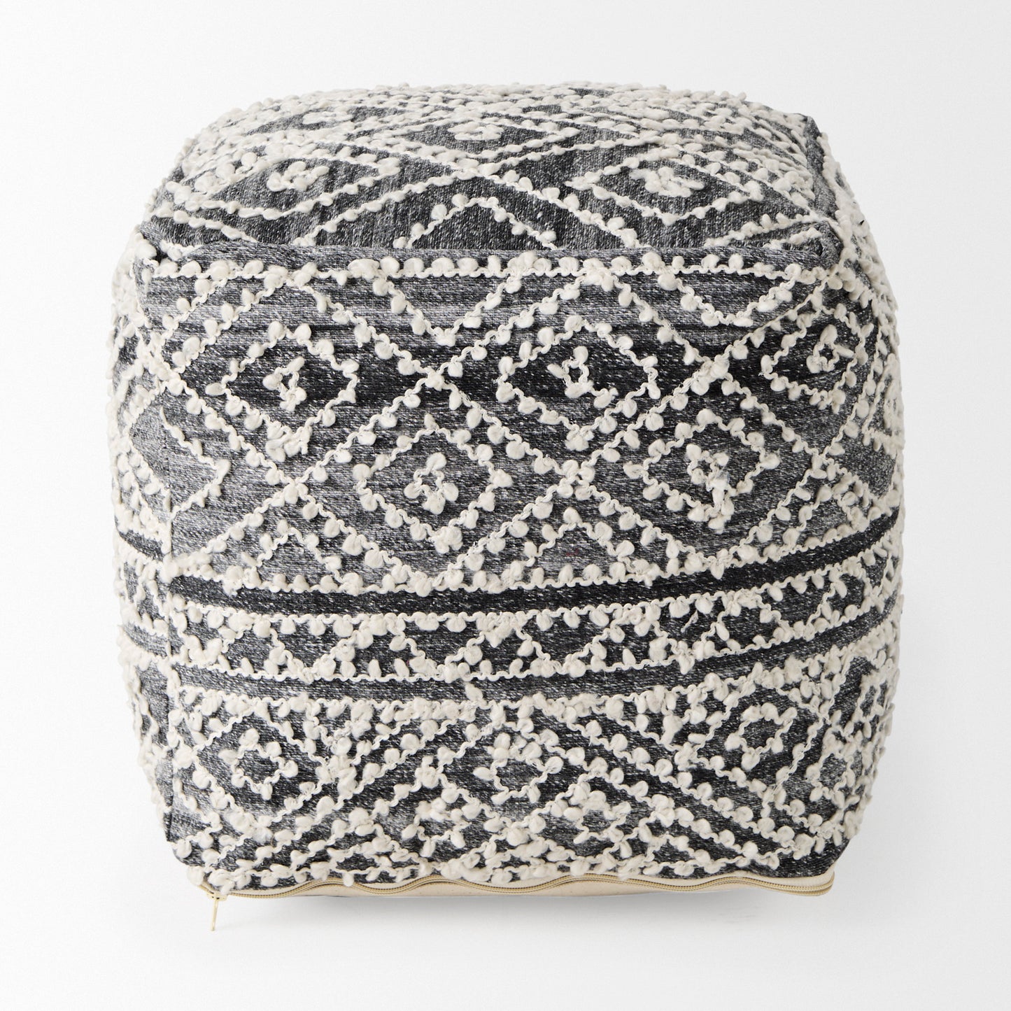 Farida Pouf Dark Gray Wool & Polyester - poufs