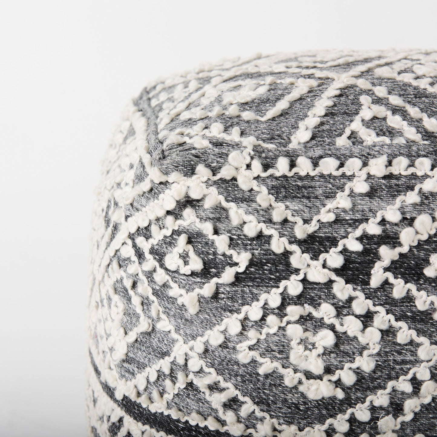 Farida Pouf Dark Gray Wool & Polyester - poufs