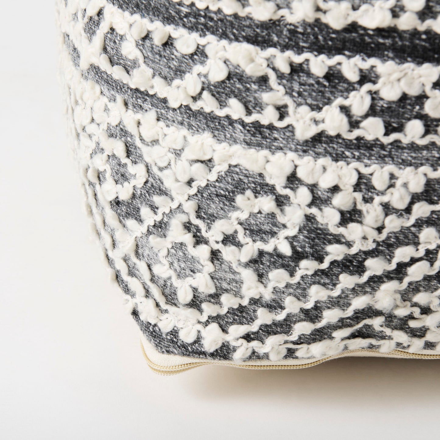 Farida Pouf Dark Gray Wool & Polyester - poufs