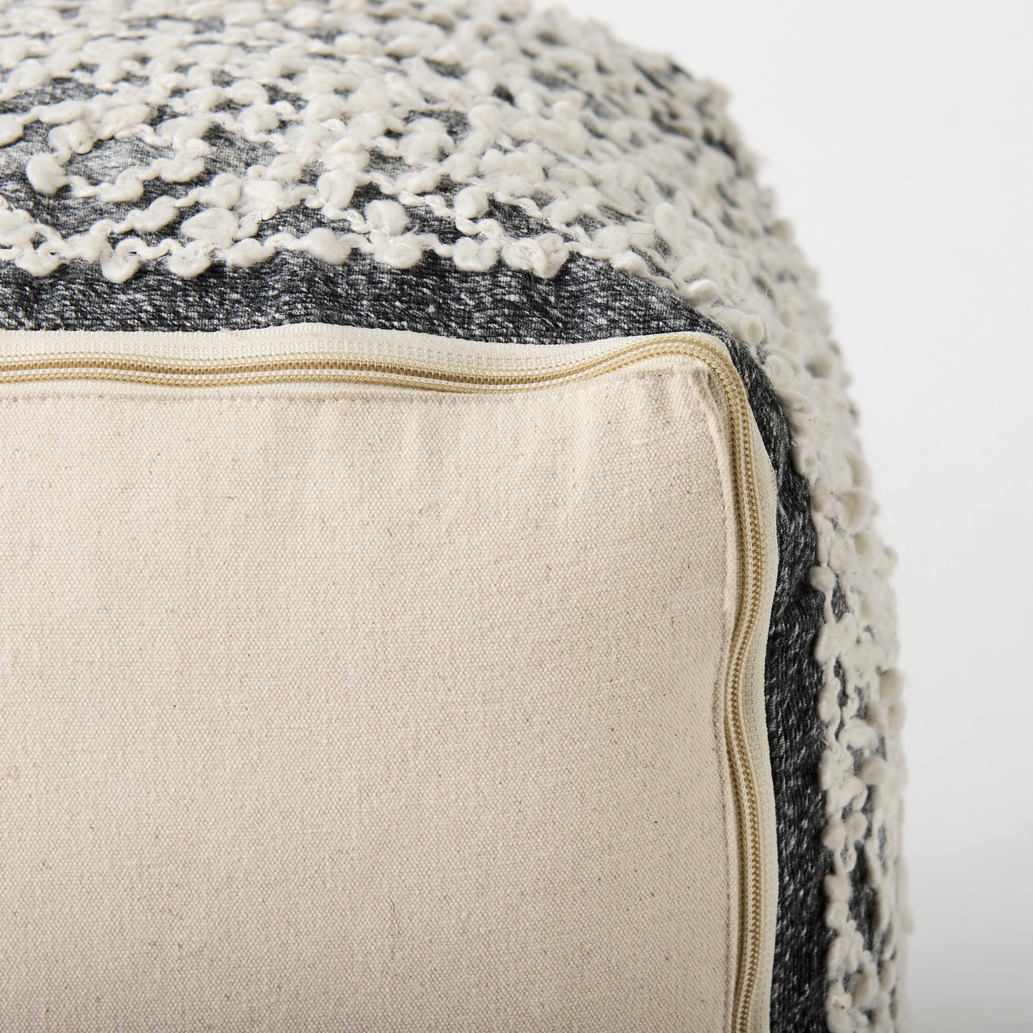 Farida Pouf Dark Gray Wool & Polyester - poufs