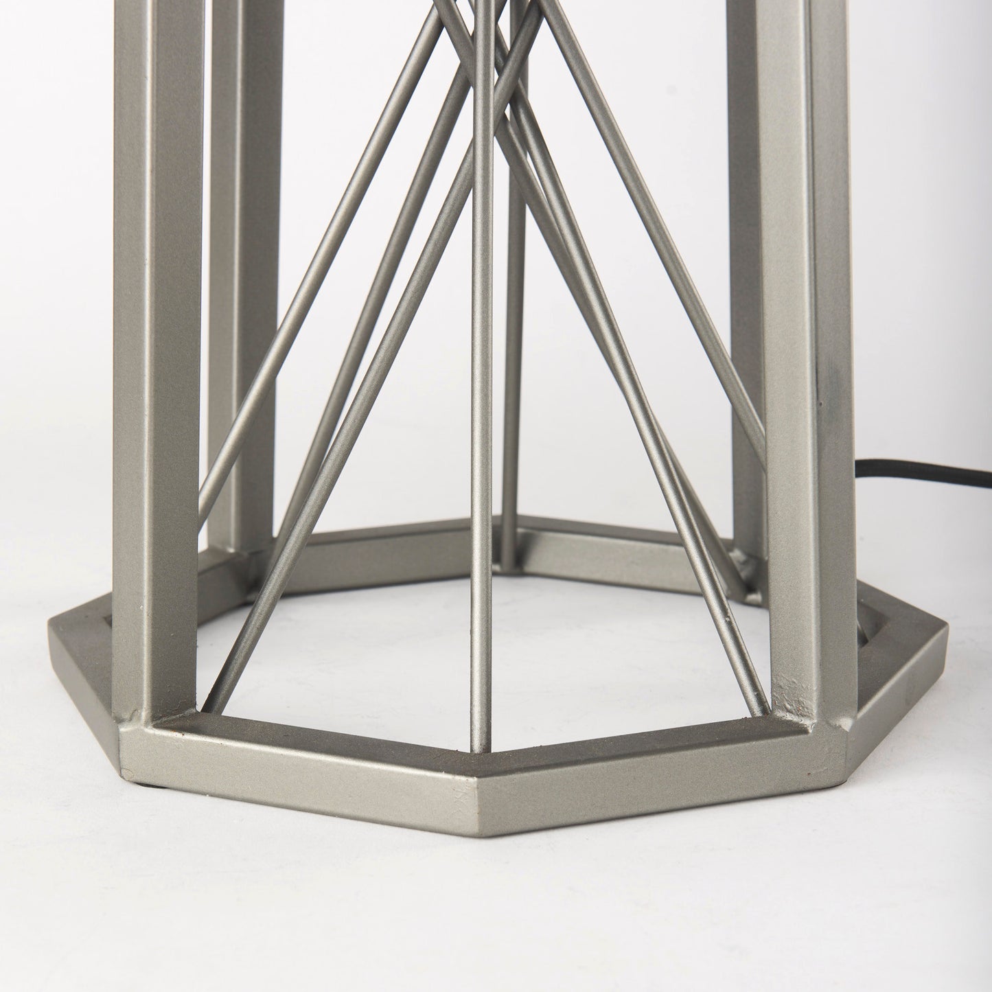 Raen Table Lamp Gray Metal | Beige Shade - table-lamps