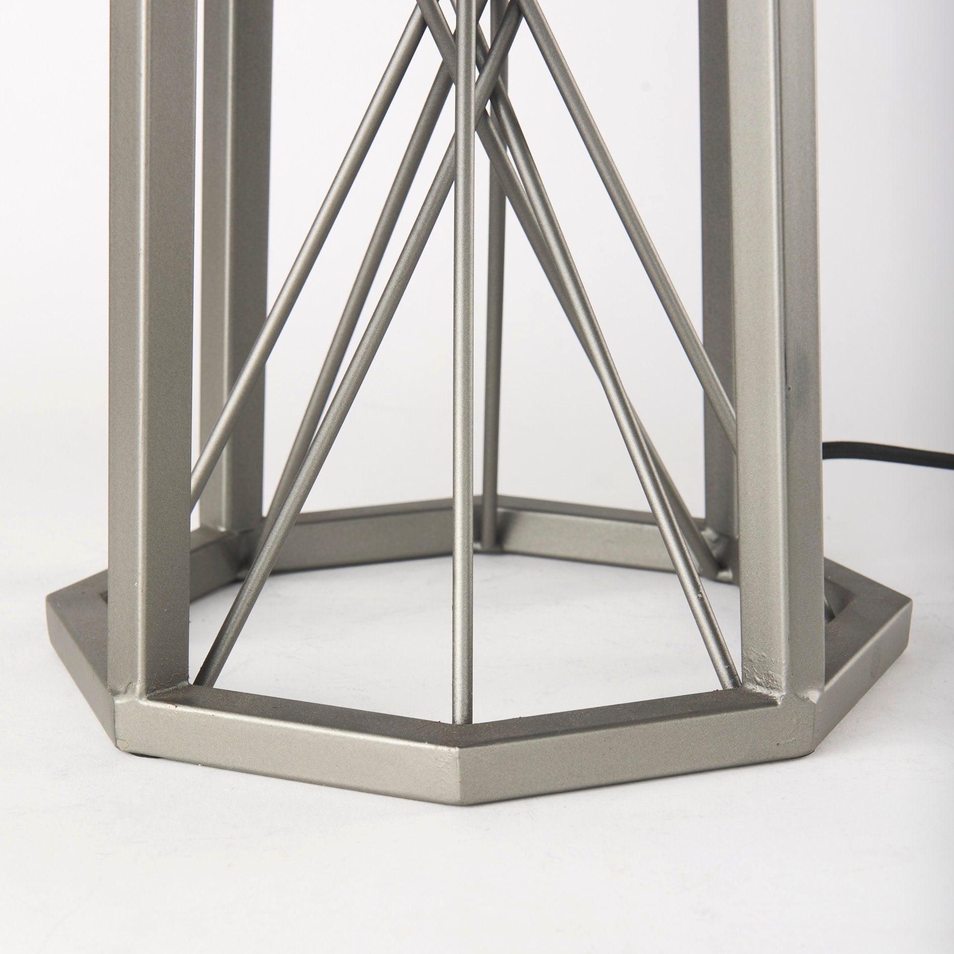 Raen Table Lamp Gray Metal | Beige Shade - table-lamps