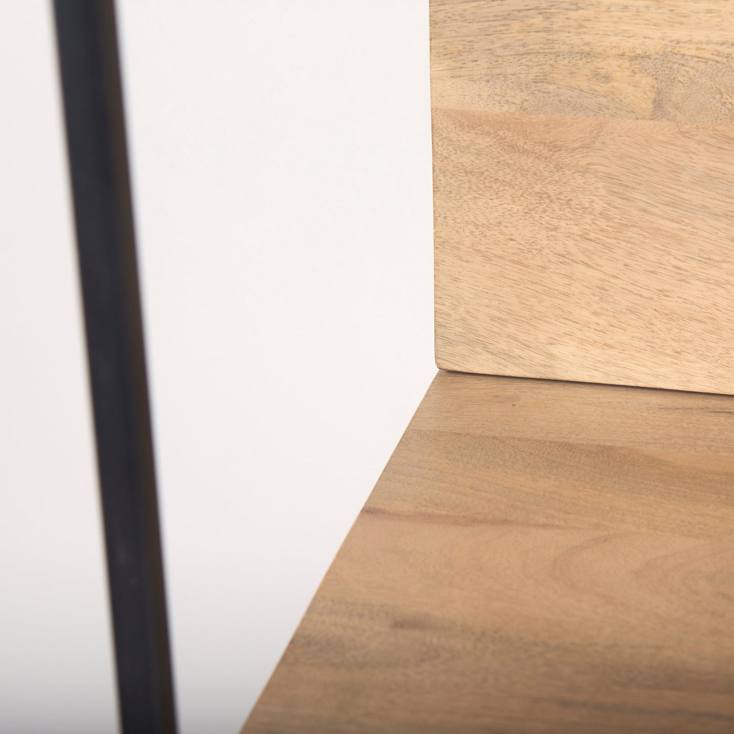 Morris 19.75 L x 15.0W x 72.5H Beige Wood W/Black Metal Frame 4-Tier Shelving Unit