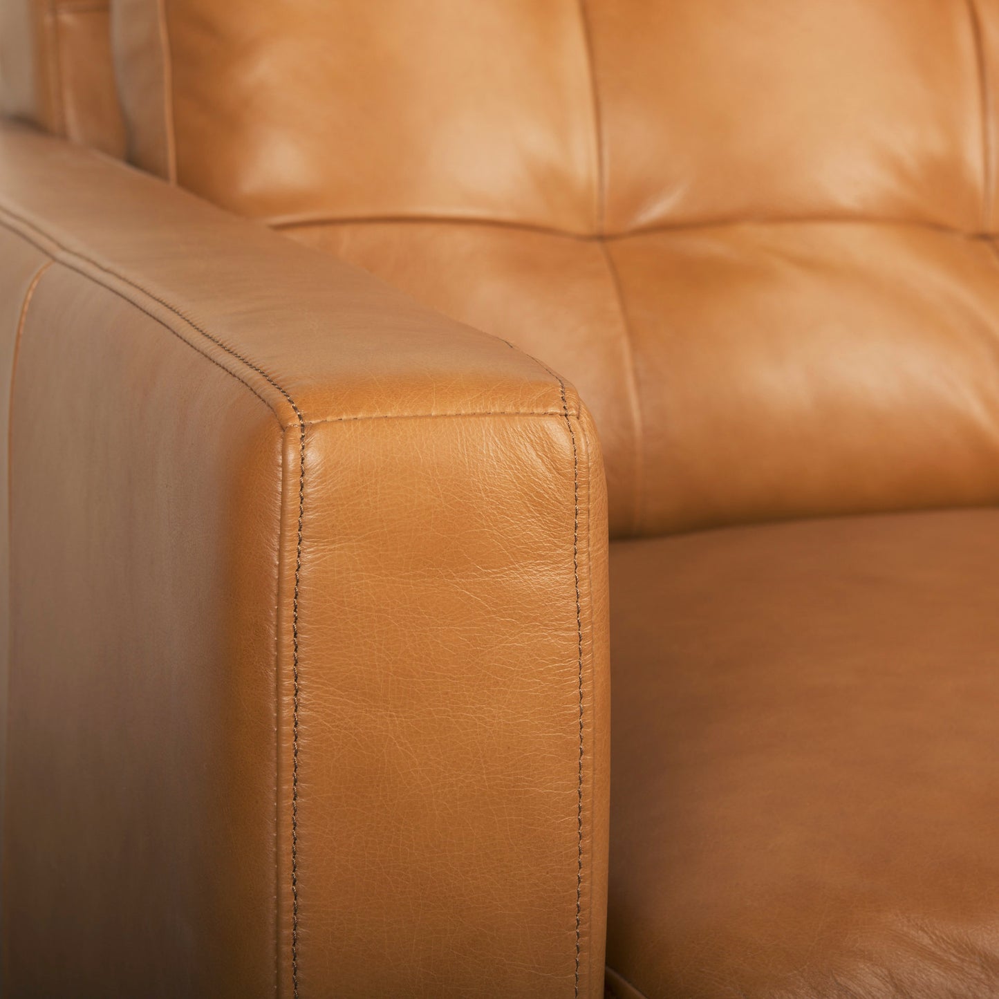 Olaf 88.2L x 37.8W x 35.0H Tan Leather Sofa