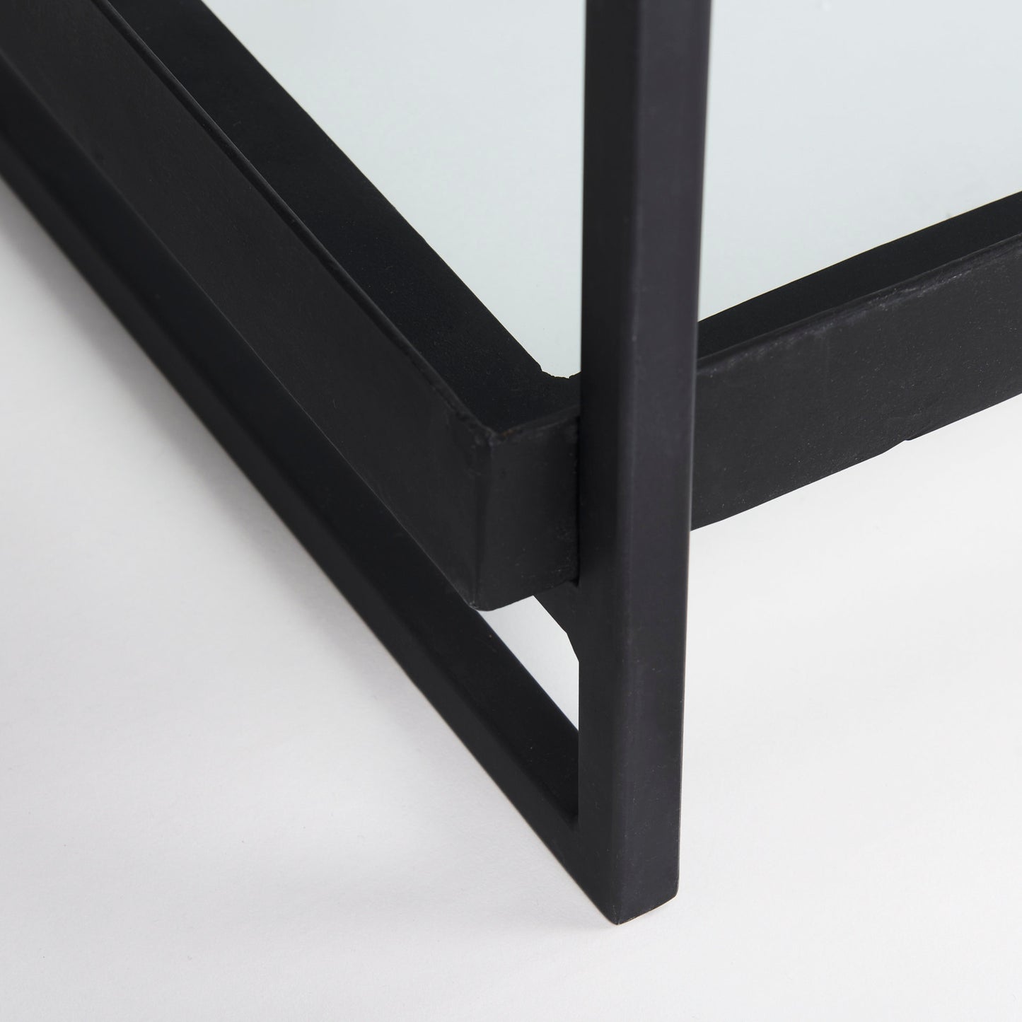 Trey 72.0"L x 16.0"W x 30.0"H Black Metal W/Glass Console Table