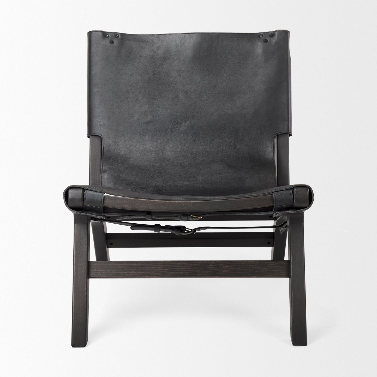 Elodie Leather Accent Chair Black Leather | Black Stain Wood - accent-chairs