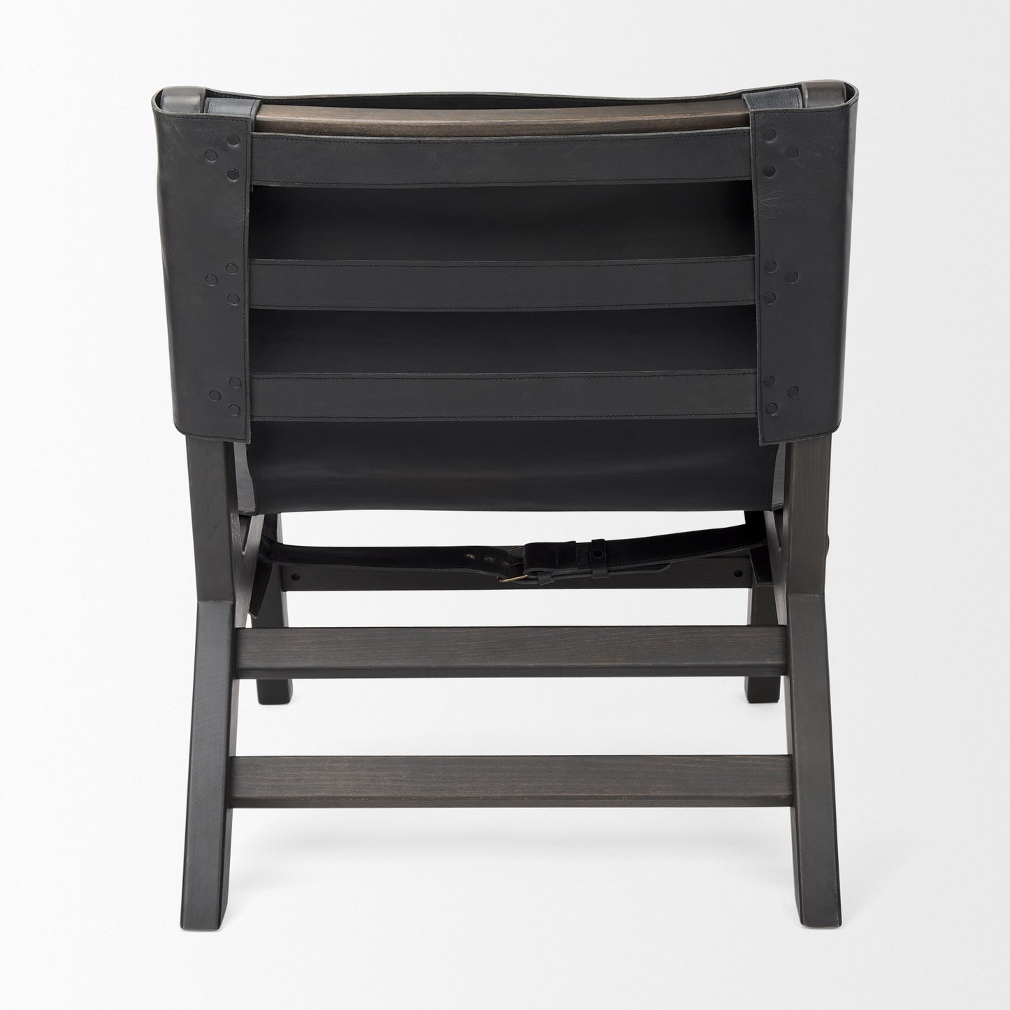 Elodie Leather Accent Chair Black Leather | Black Stain Wood - accent-chairs