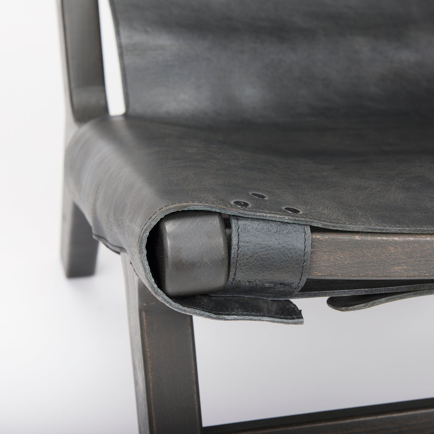 Elodie 24.4L x 33.9W x 30.7H Black Leather W/Black Stain Beech Wood Frame Accent Chair