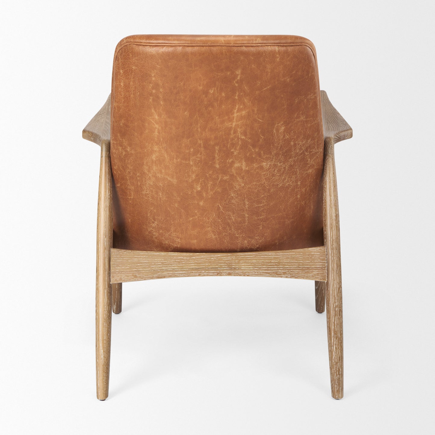 Westan Leather Accent Chair Cognac Faux Leather | Brown Wood - accent-chairs
