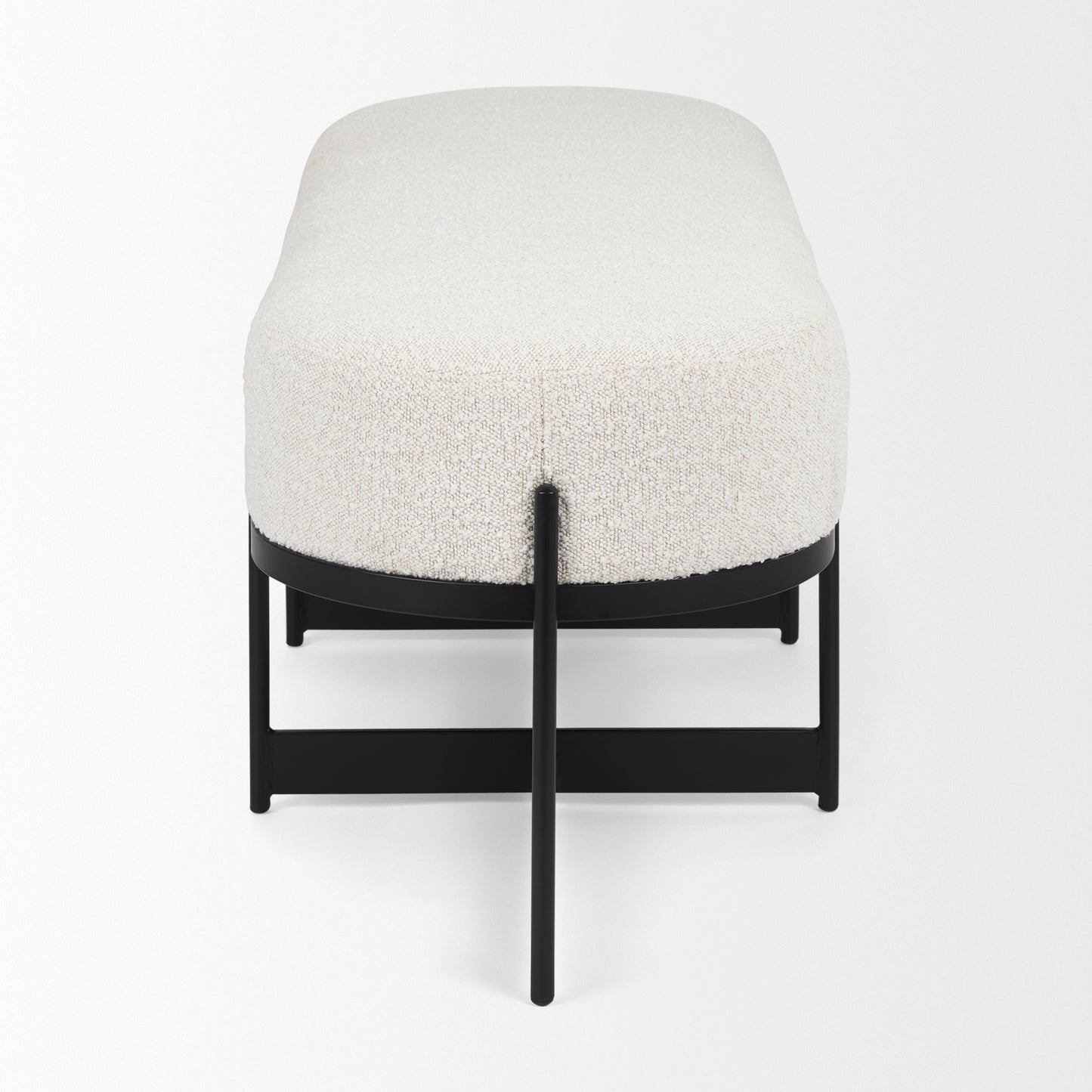Amelia Bench Cream Bouclé Fabric | Black Metal - benches