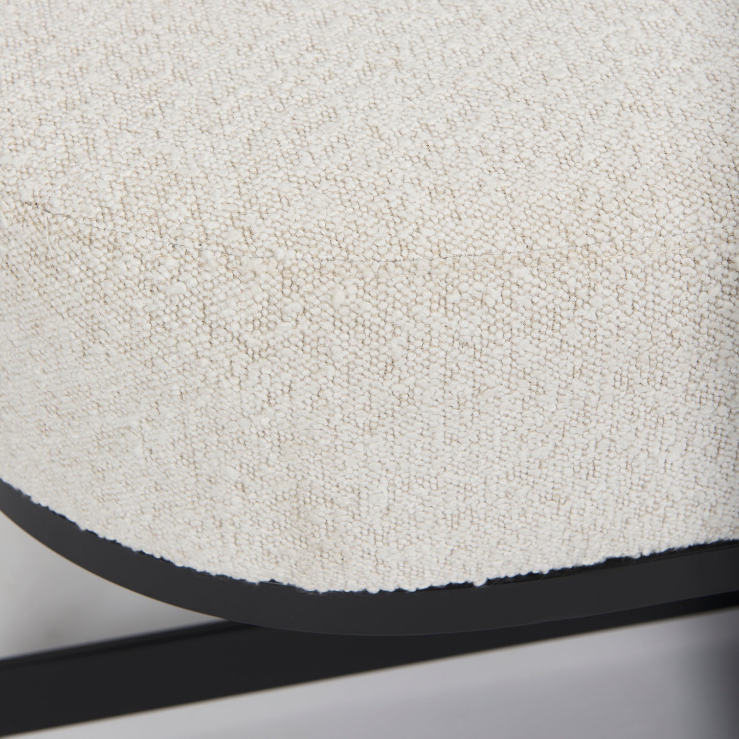 Amelia Bench Cream Bouclé Fabric | Black Metal - benches