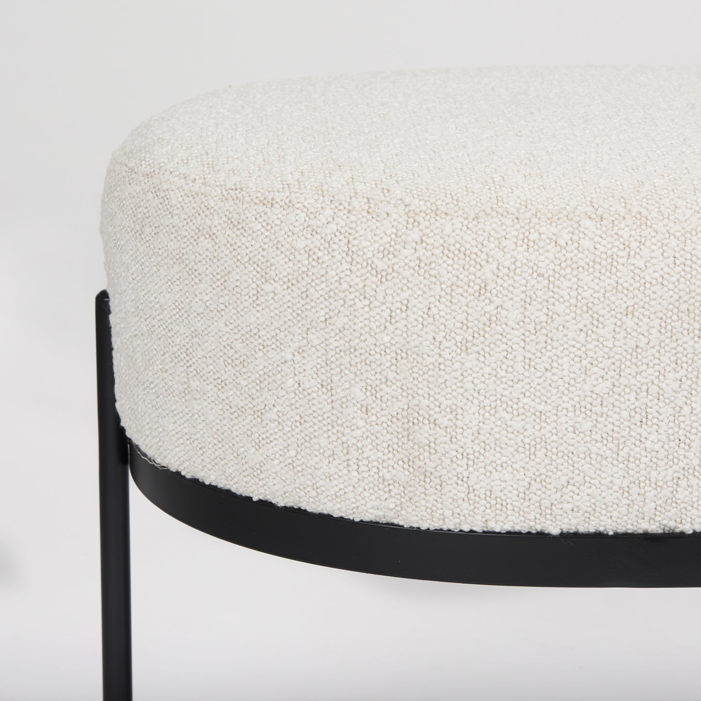 Amelia Bench Cream Bouclé Fabric | Black Metal - benches