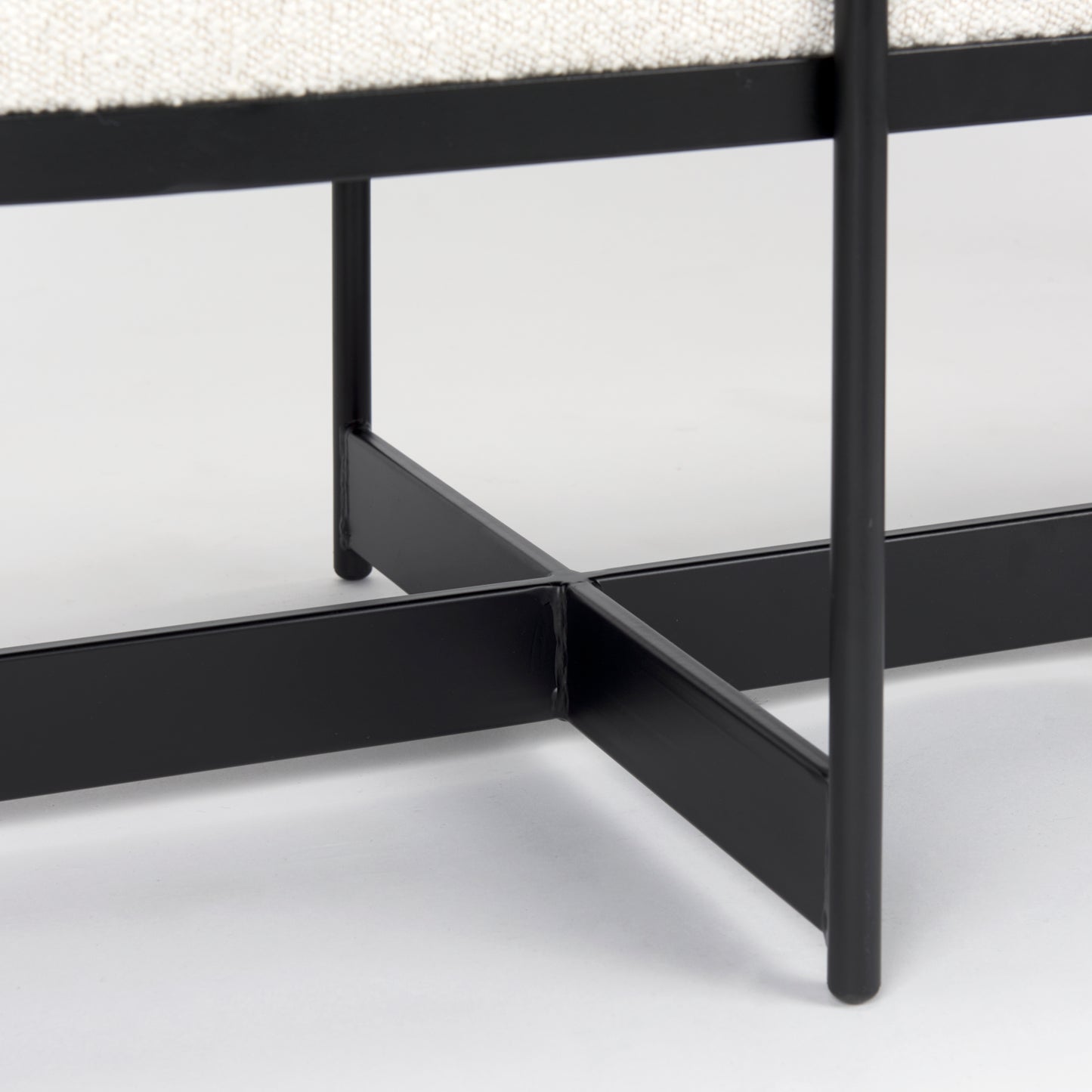 Amelia Bench Cream Bouclé Fabric | Black Metal - benches