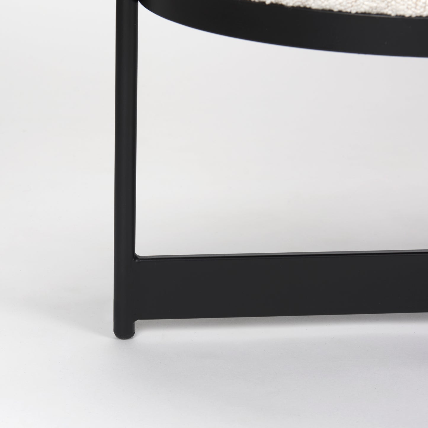 Amelia 55.0L x 18.0W x 18.0H Cream Boucle W/Black Metal Upholstered Bench