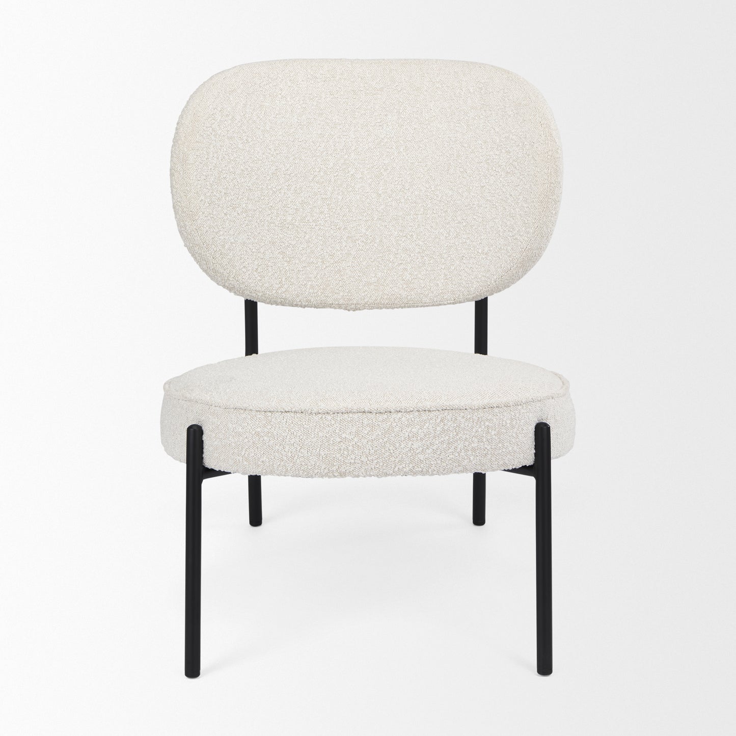 Amelia Accent Chair Cream Bouclé Fabric | Black Metal - accent-chairs