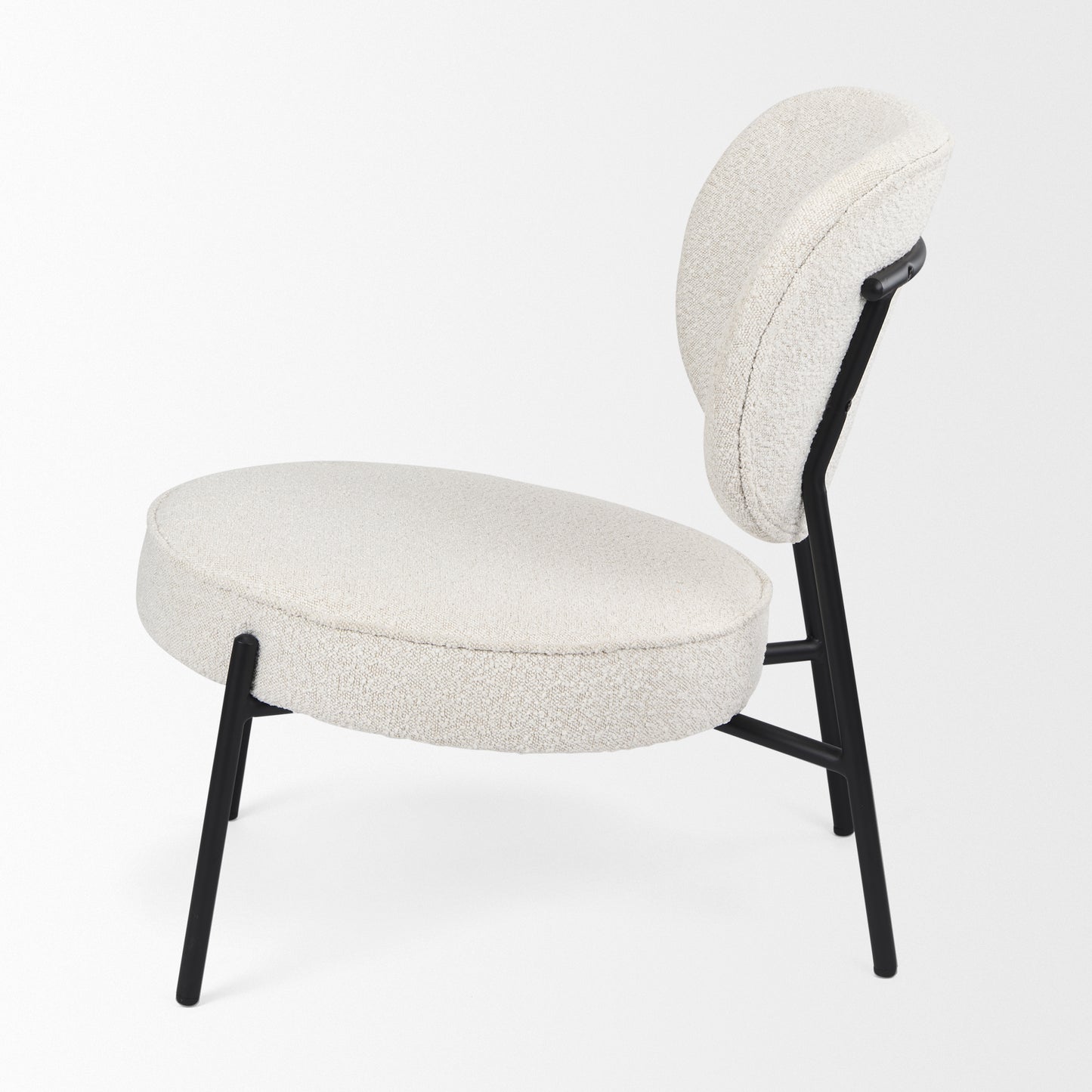 Amelia Accent Chair Cream Bouclé Fabric | Black Metal - accent-chairs