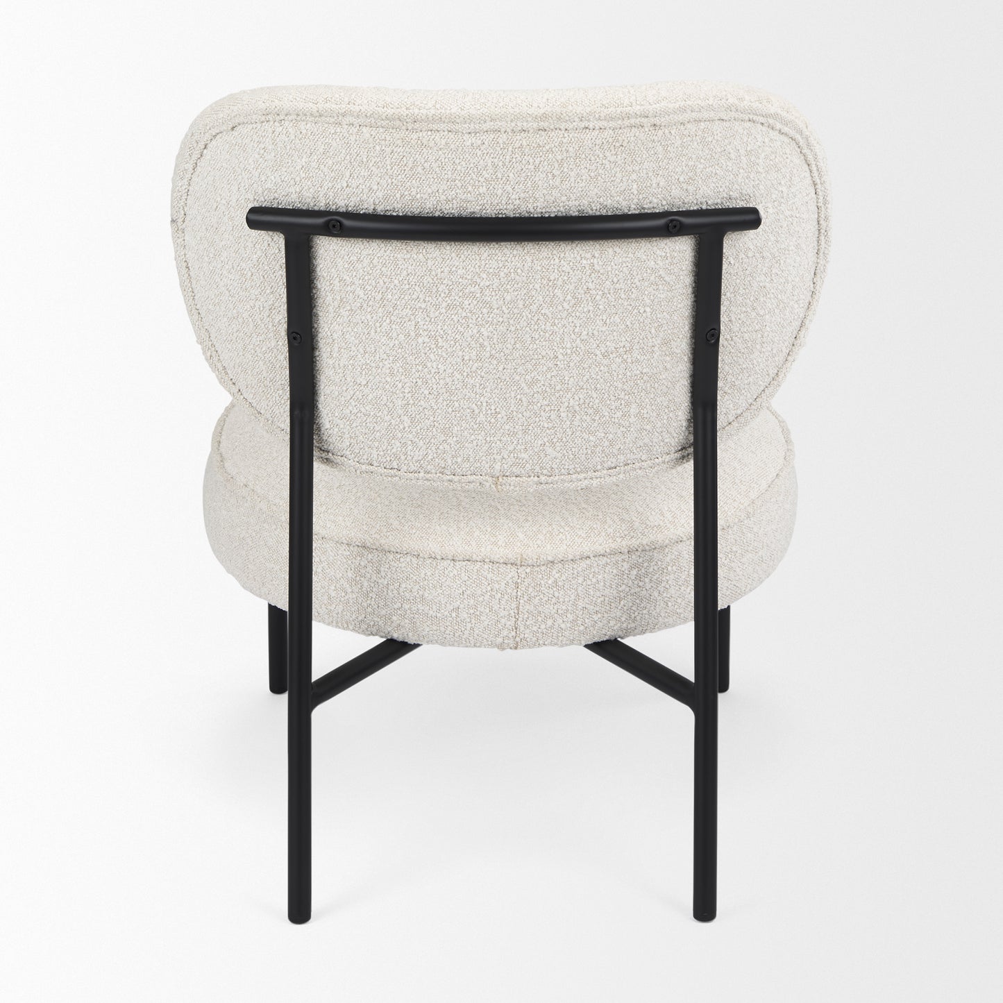 Amelia Accent Chair Cream Bouclé Fabric | Black Metal - accent-chairs