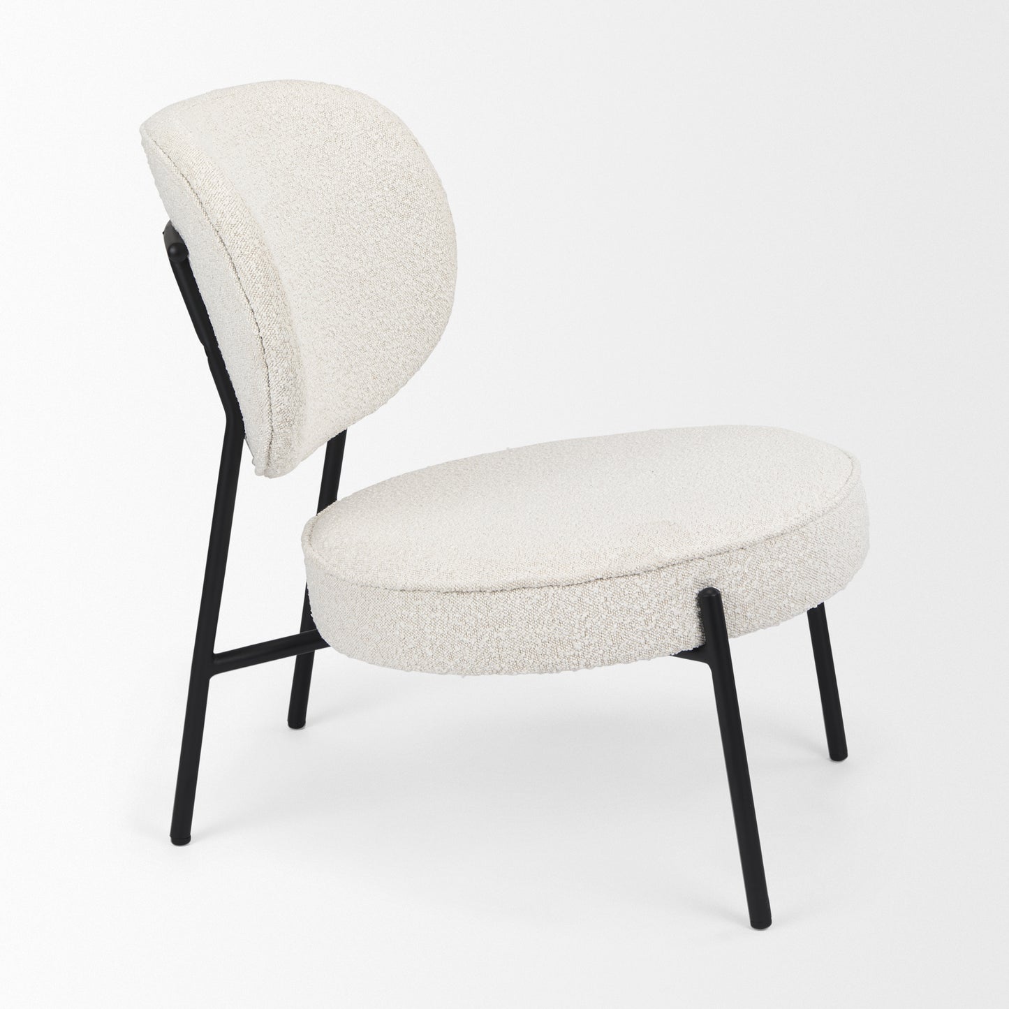 Amelia Accent Chair Cream Bouclé Fabric | Black Metal - accent-chairs