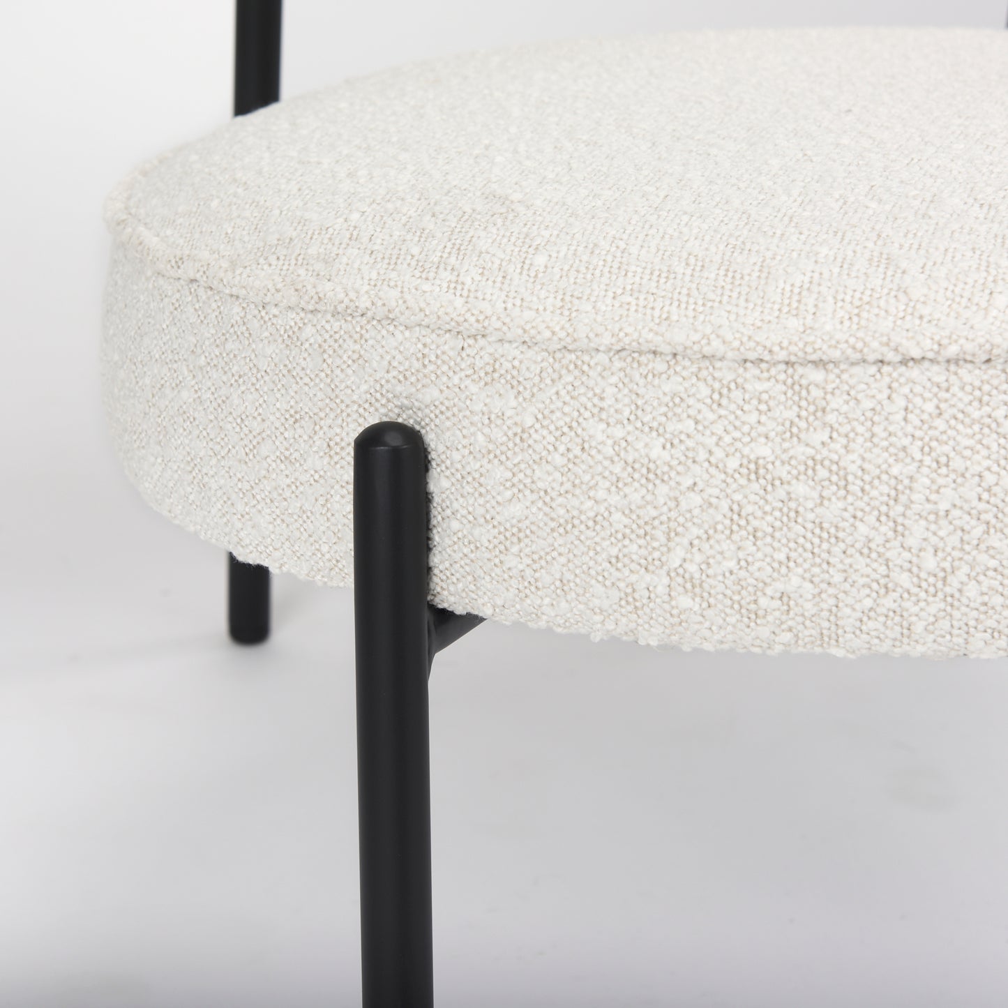 Amelia Accent Chair Cream Bouclé Fabric | Black Metal - accent-chairs