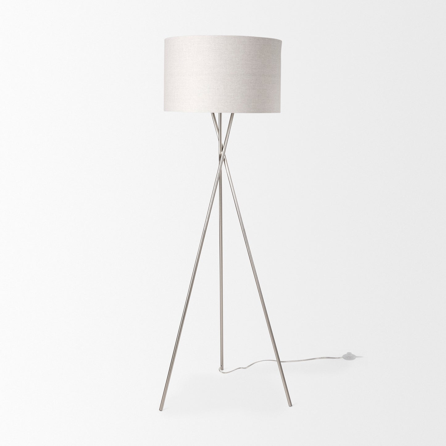 Ambrose Floor Lamp Silver Metal | Beige Shade - floor-lamps