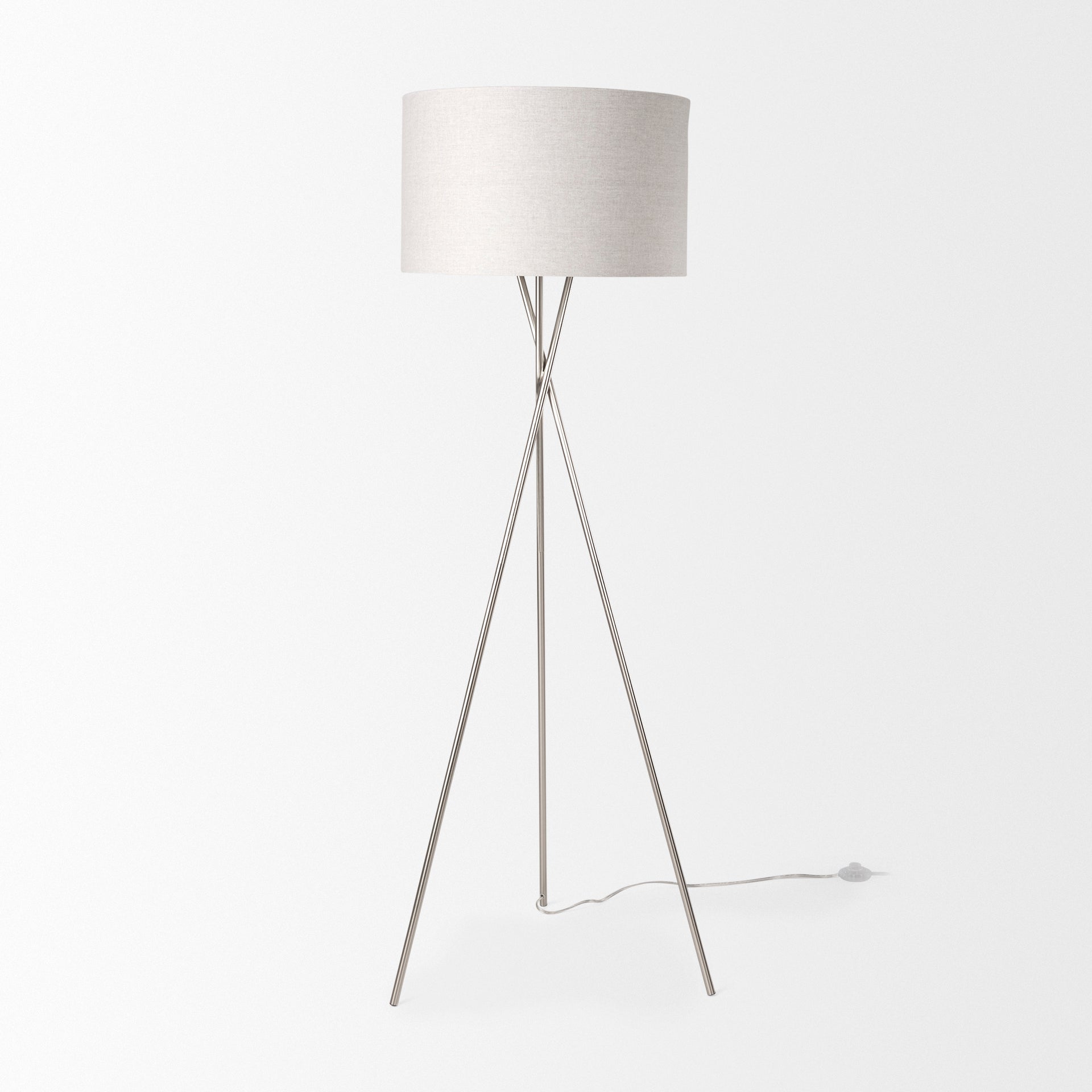 Ambrose Floor Lamp Silver Metal | Beige Shade - floor-lamps