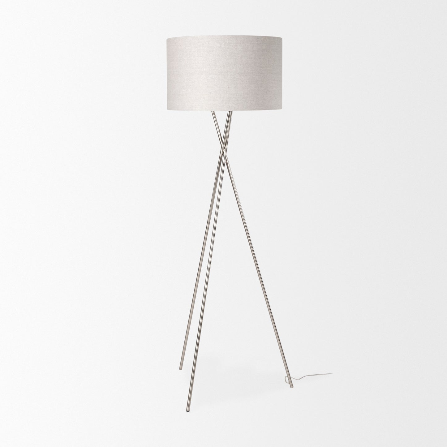 Ambrose Floor Lamp Silver Metal | Beige Shade - floor-lamps