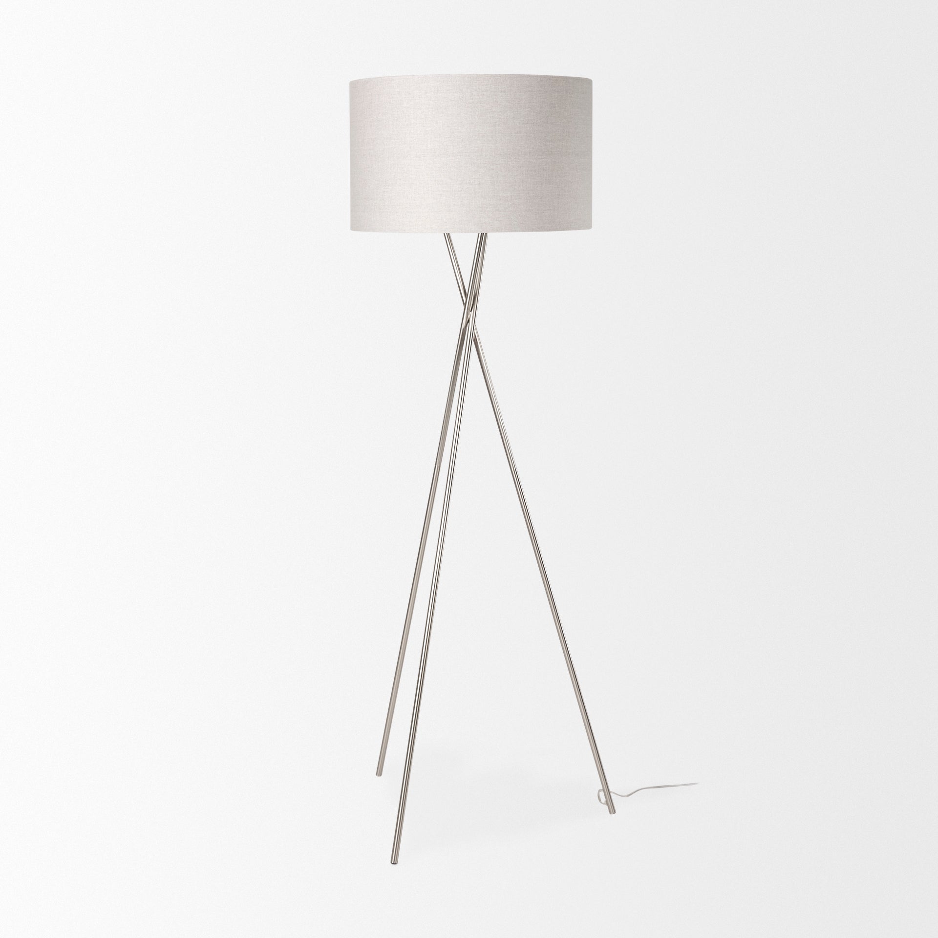 Ambrose Floor Lamp Silver Metal | Beige Shade - floor-lamps
