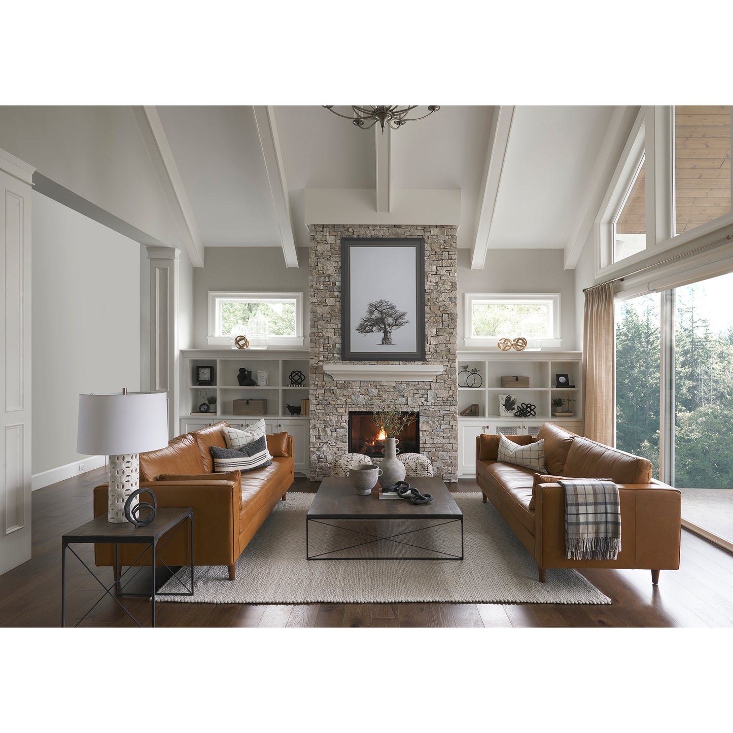 Trestman End Side Table Medium Brown Wood | Black Iron - end-and-side-tables