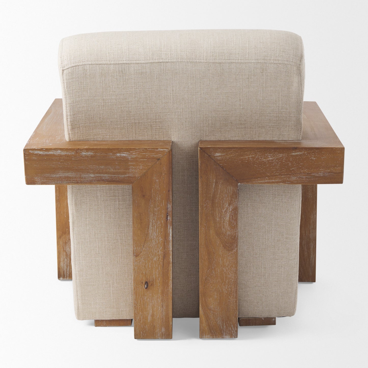 Sovereign Accent Chair Cream Fabric | Brown Wood - accent-chairs