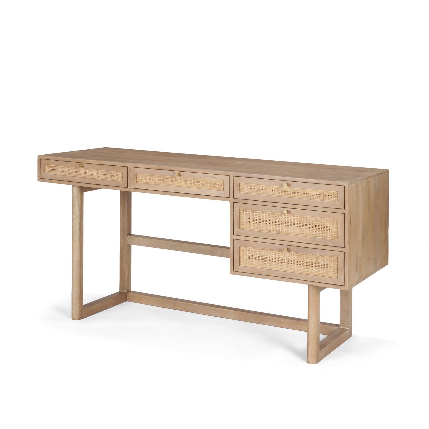 Grier Office Desk Light Brown Wood | Cane Accent - office