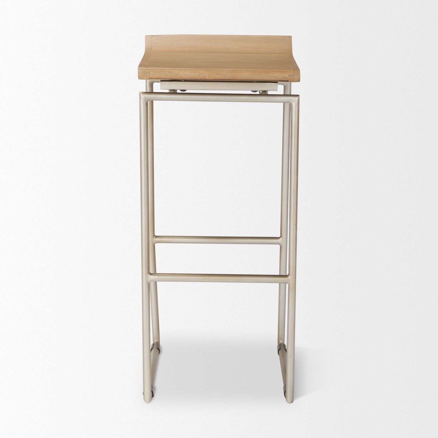 Givens Wood Seat Bar Counter Stool Brown Wood | Silver Metal | Bar - bar-stools