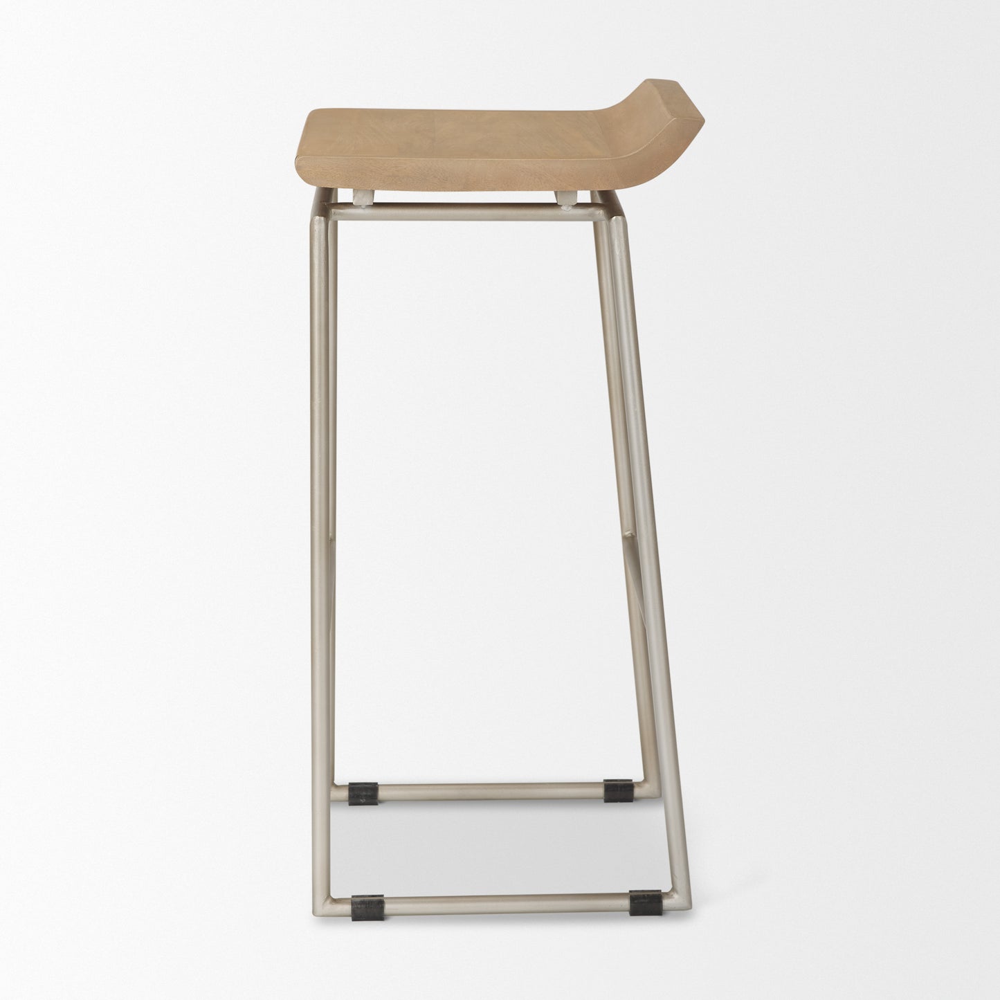 Givens Wood Seat Bar Counter Stool Brown Wood | Silver Metal | Bar - bar-stools