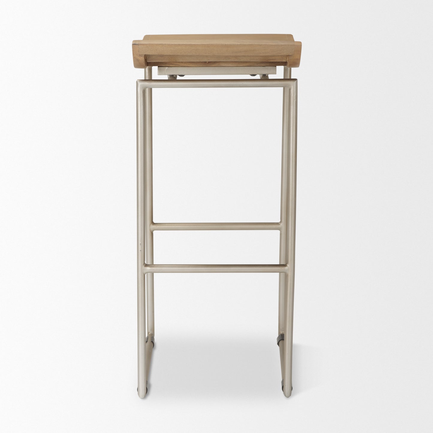 Givens Wood Seat Bar Counter Stool Brown Wood | Silver Metal | Bar - bar-stools