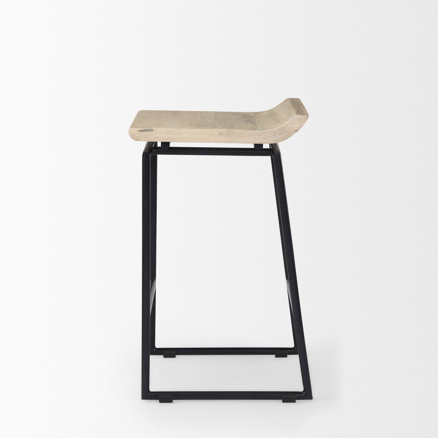 Givens Bar Counter Stool Natural Wood | Black Metal | Counter - bar-stools