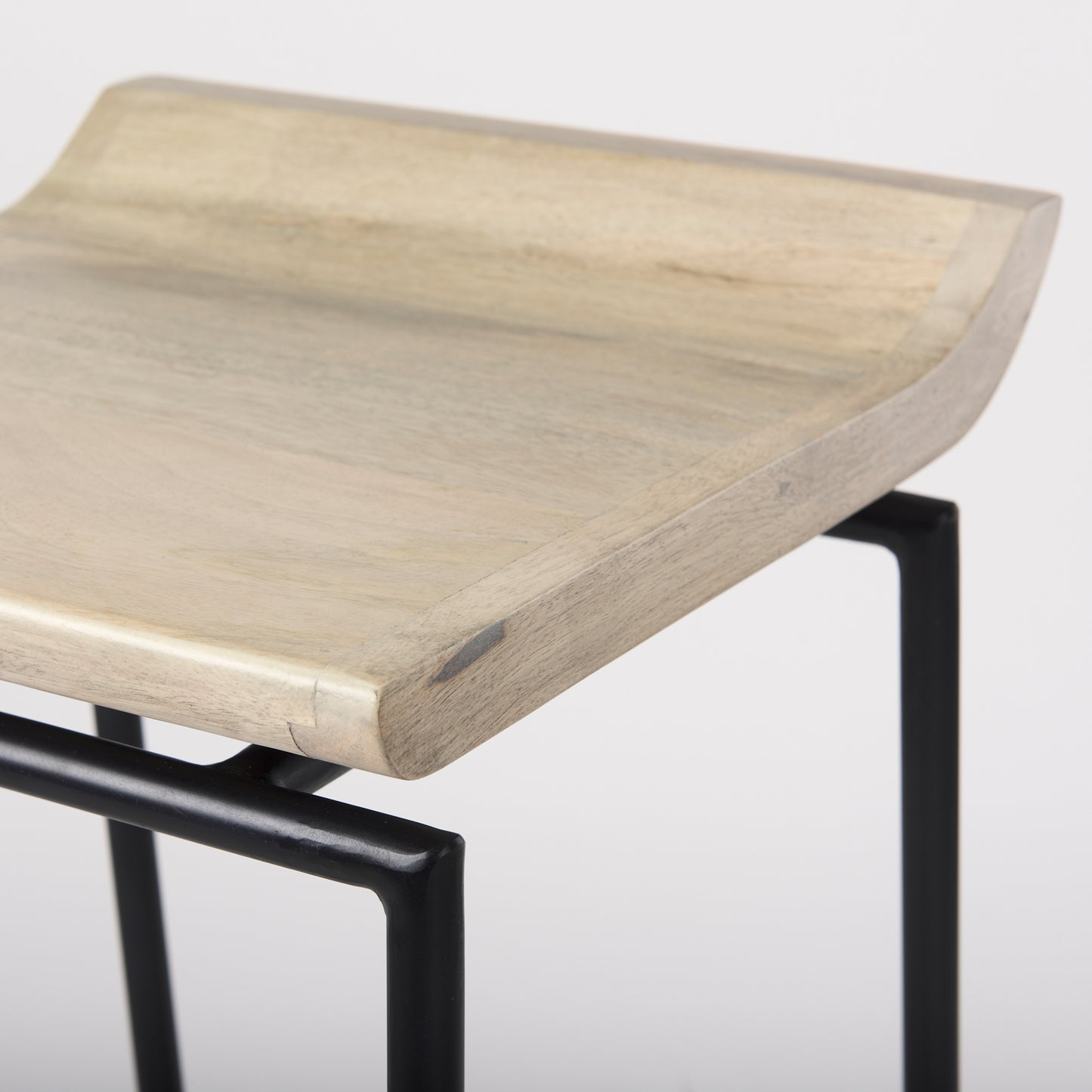 Givens Bar Counter Stool Natural Wood | Black Metal | Counter - bar-stools