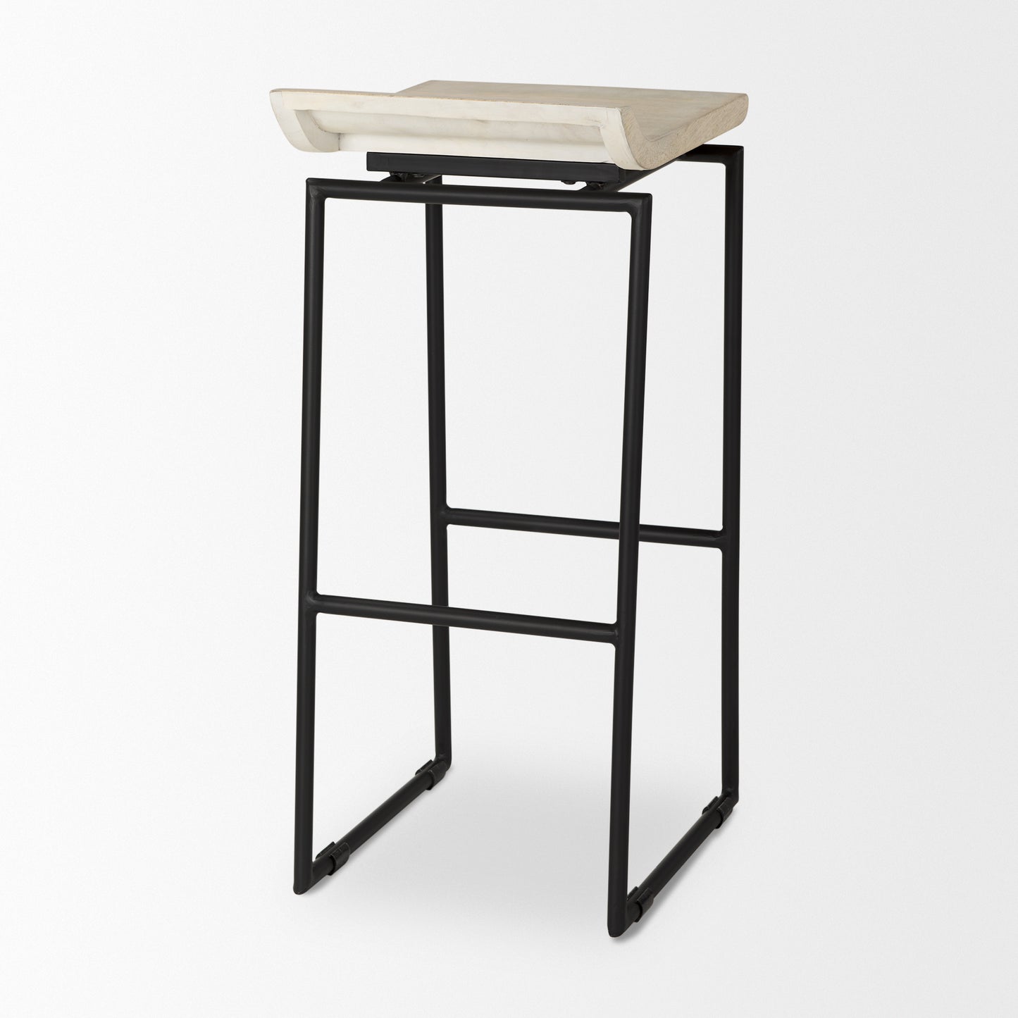 Givens Wood Seat Bar Counter Stool Natural Wood | Black Metal | Bar - bar-stools
