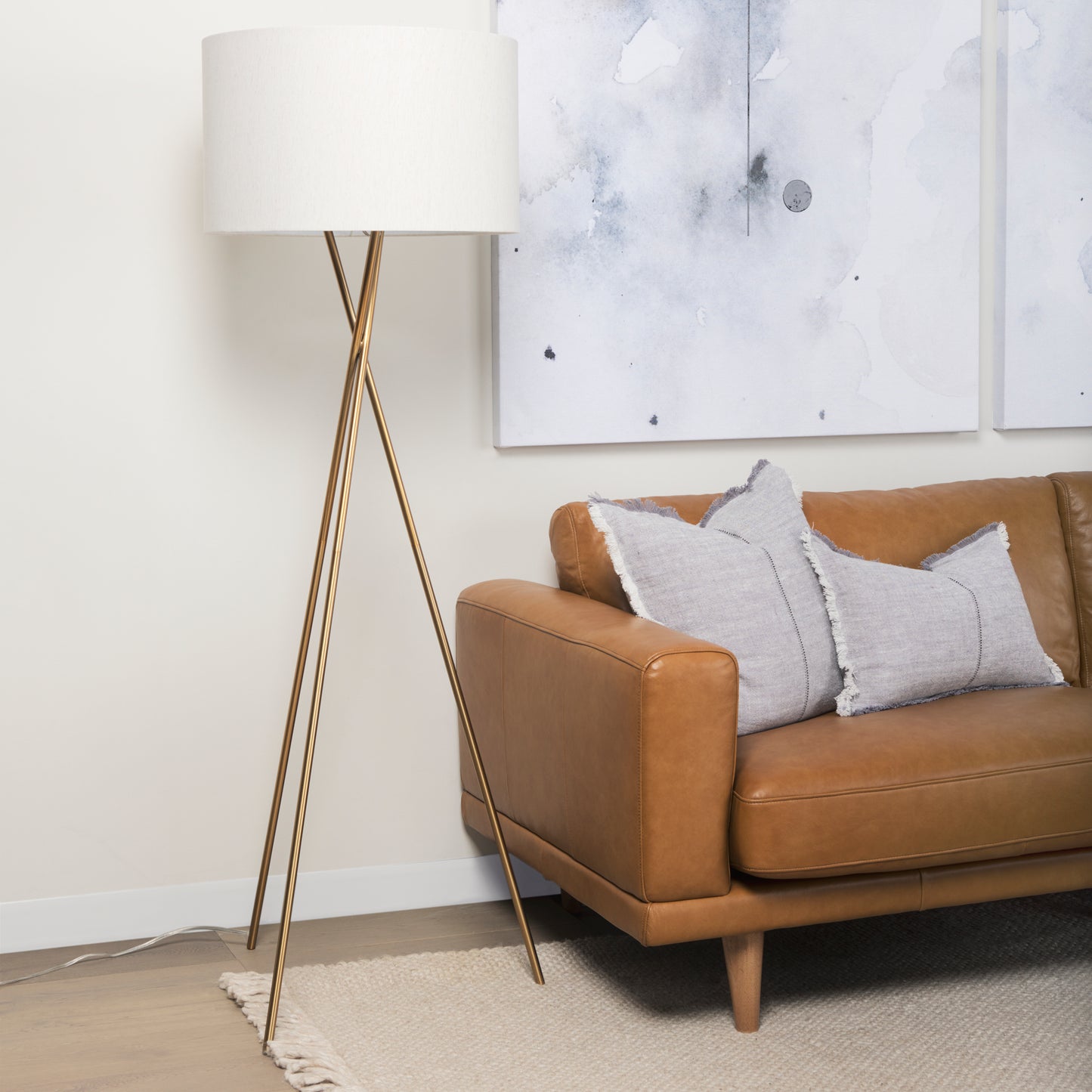 Ambrose Floor Lamp Gold Metal | Cream Shade - floor-lamps