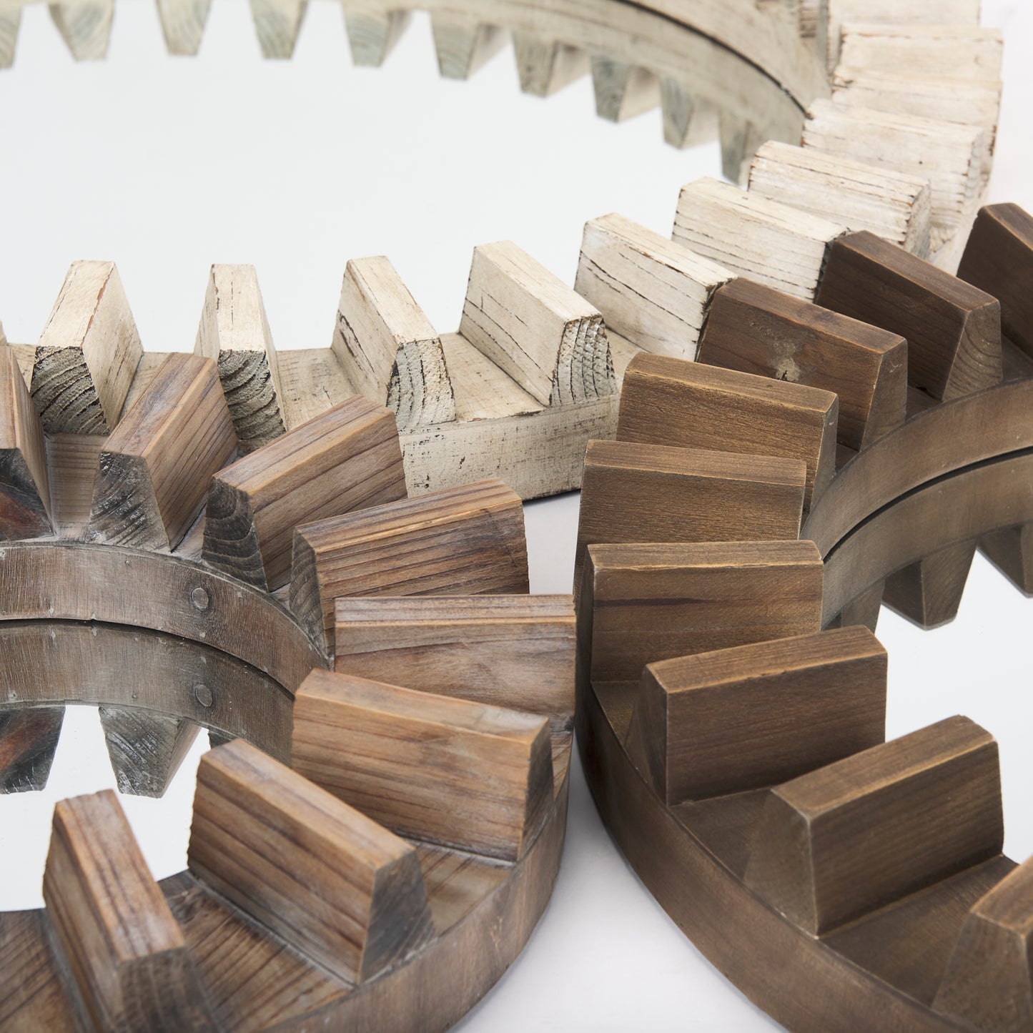 Sprocket 17" Round Brown Wood Frame Mirror