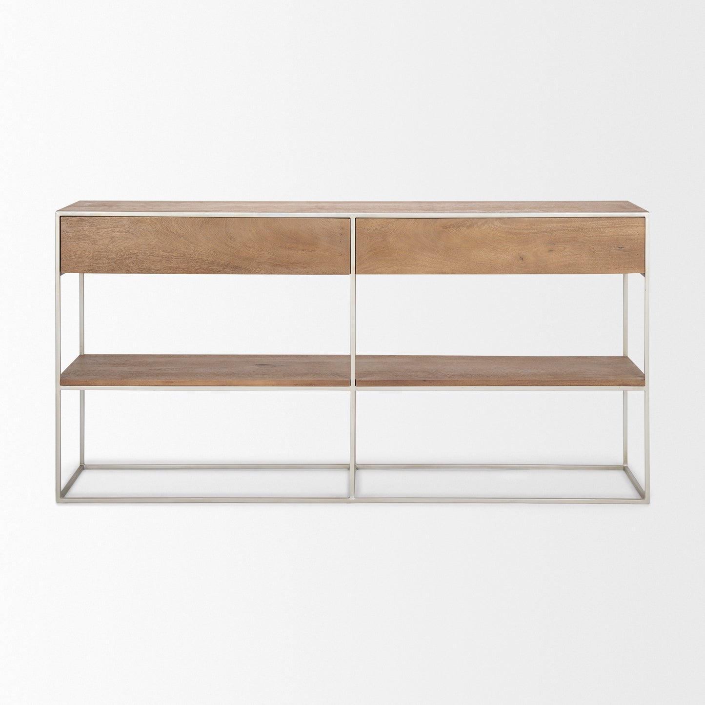 Morris Console Table Brown Wood | Silver Metal - console-tables