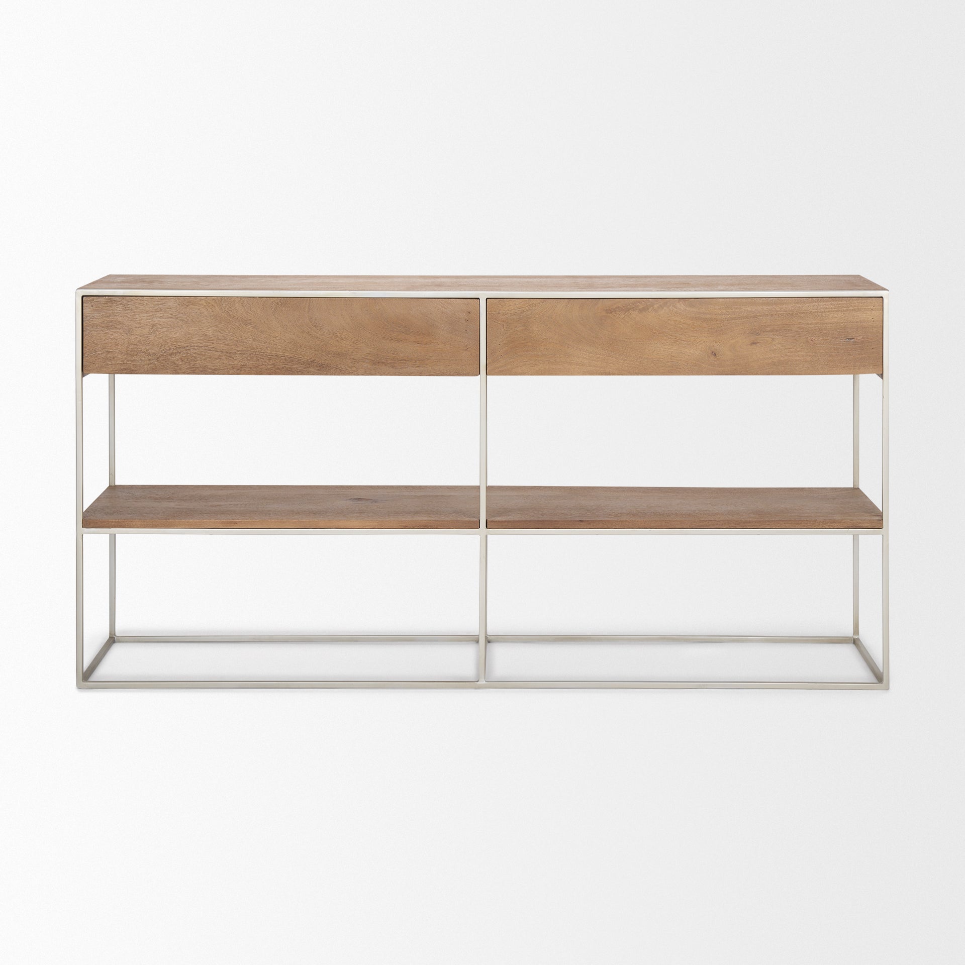 Morris Console Table Brown Wood | Silver Metal - console-tables