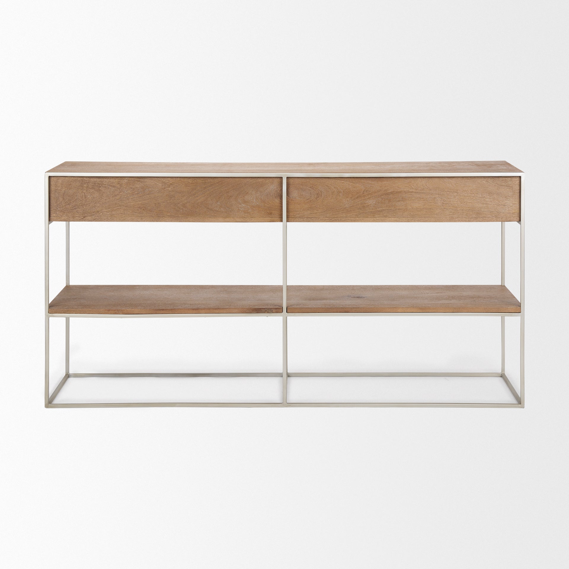 Morris Console Table Brown Wood | Silver Metal - console-tables