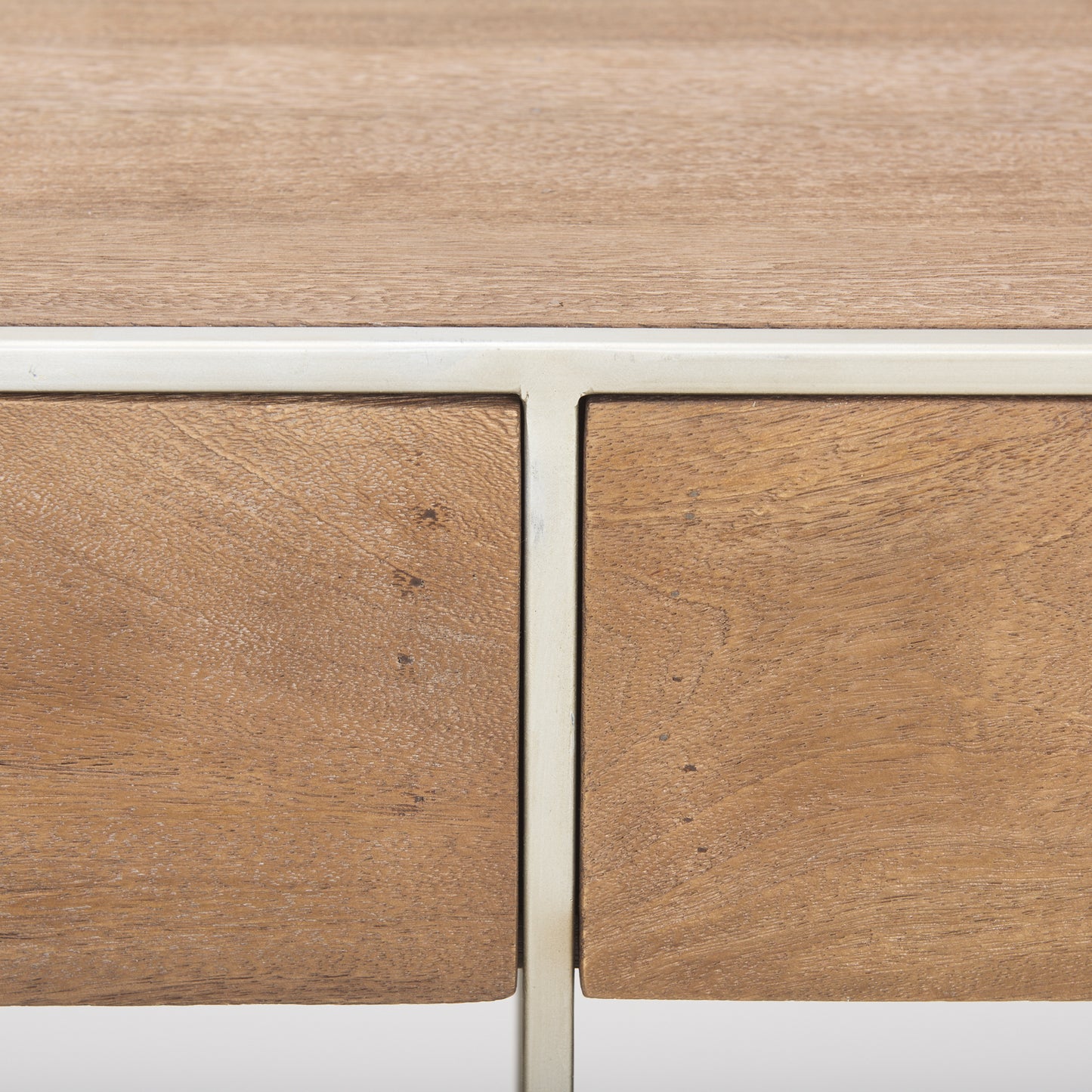 Morris I 63L x 15W x 31H Brown Wood w/ Silver Metal Frame 2 Drawer Console Table