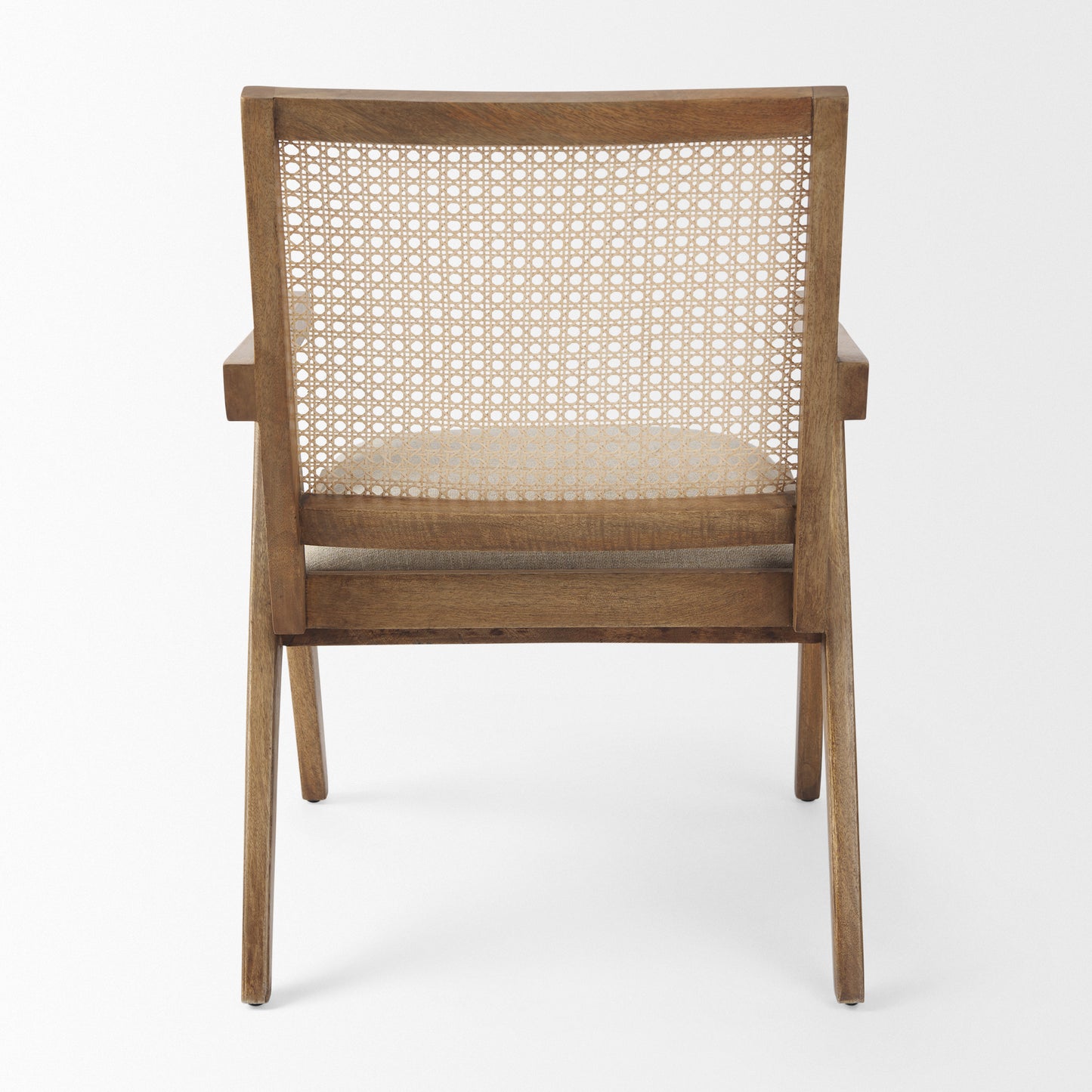 Donna Accent Chair Light Brown Wood | Cane Back | Beige Upholstery - accent-chairs