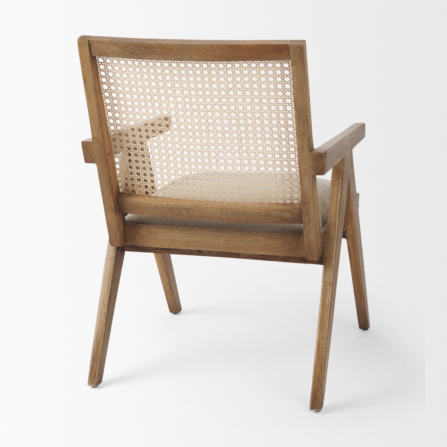 Donna Accent Chair Light Brown Wood | Cane Back | Beige Upholstery - accent-chairs